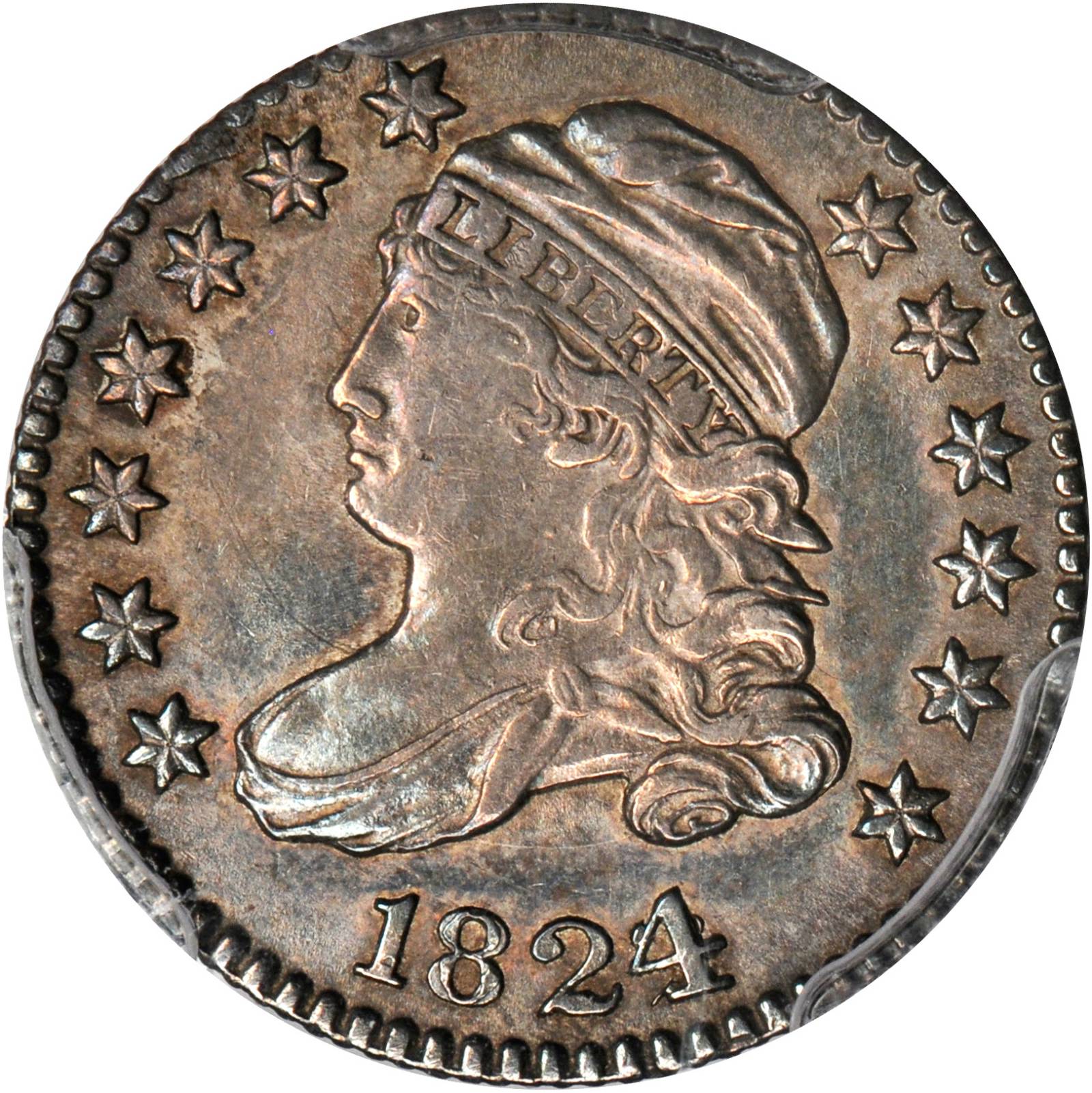 1824/2 Capped Bust Dime. JR-1. Rarity-3. Flat Top 1. EF Details--Cleaning (PCGS).