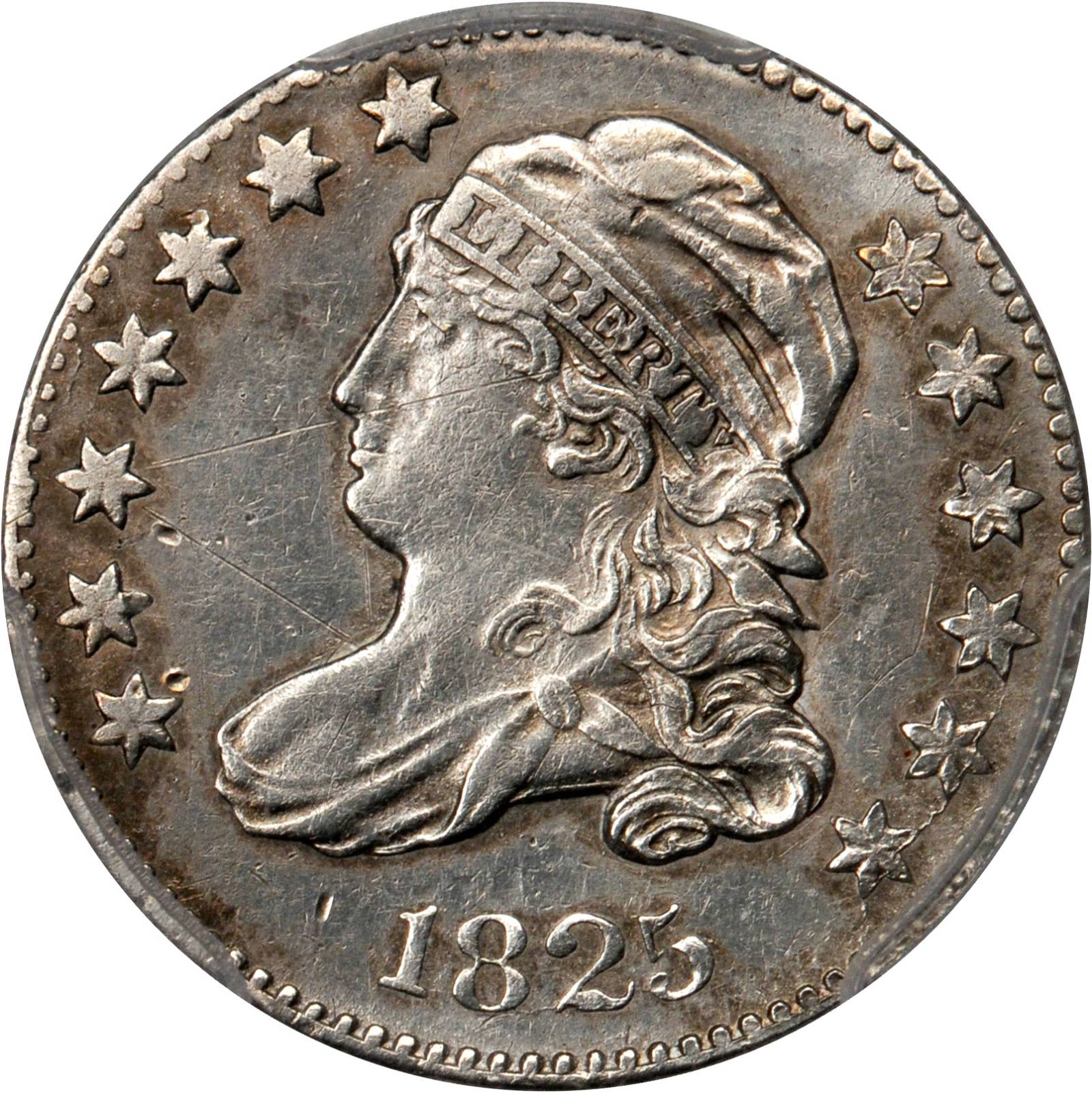 1825 Capped Bust Dime. JR-3. Rarity-3. EF Details--Surfaces Tooled (PCGS).