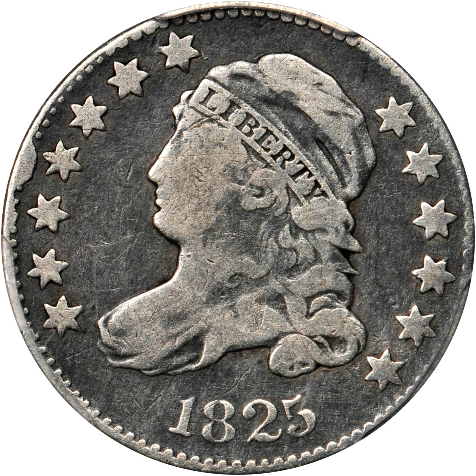 1825 Capped Bust Dime. JR-3. Rarity-3. VG-10 (PCGS).