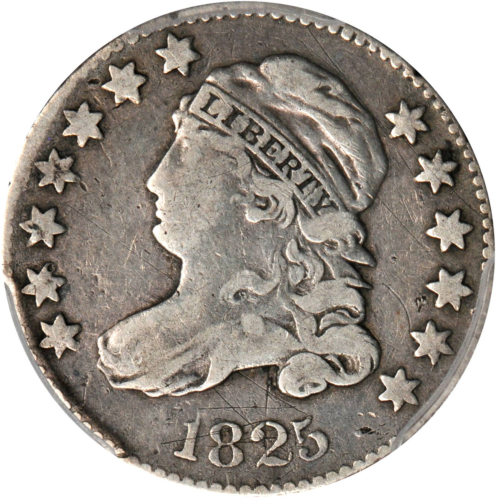 1825 Capped Bust Dime. JR-3. Rarity-3. Fine Details--Surface Damage (PCGS).