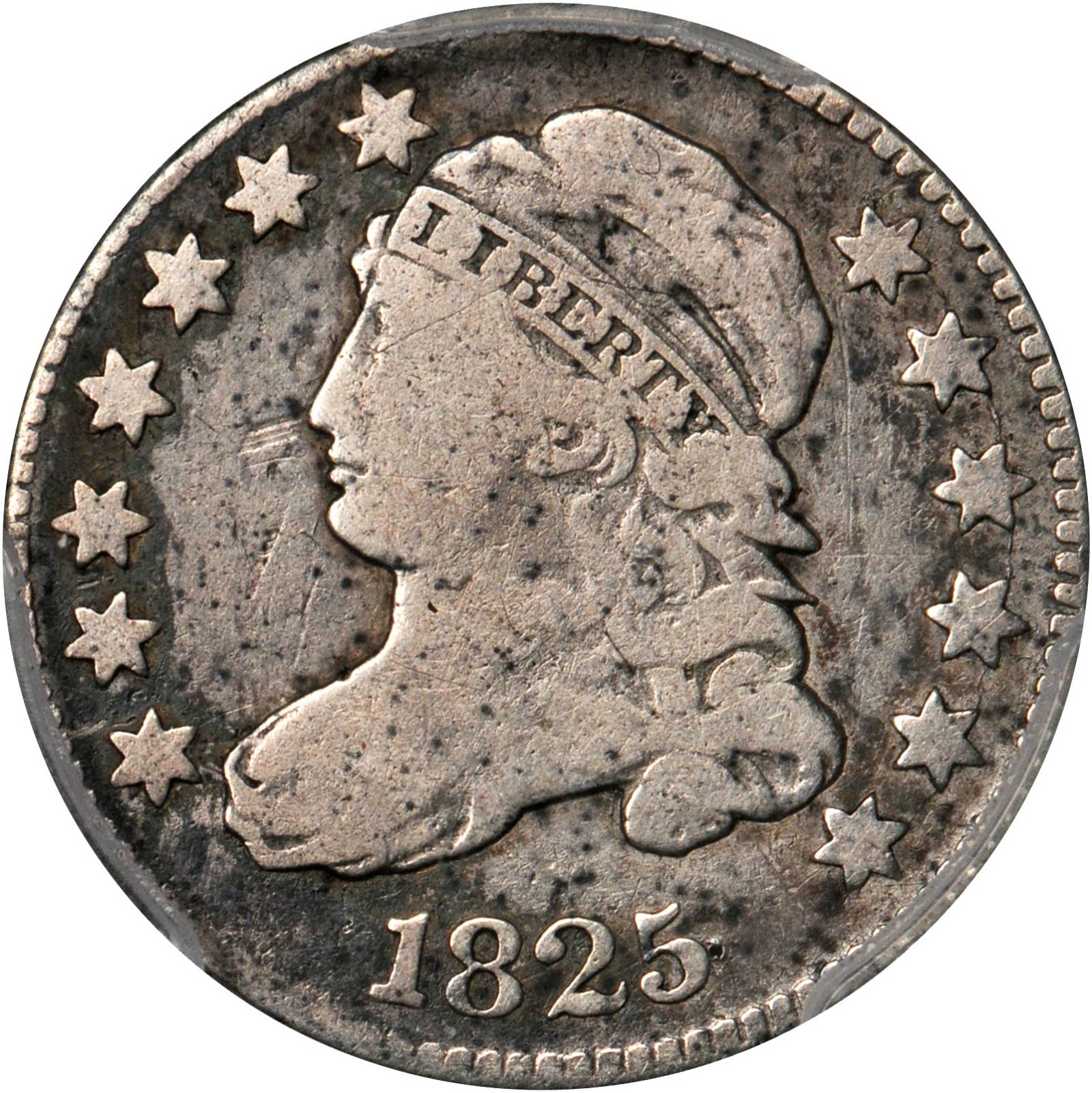 1825 Capped Bust Dime. JR-4. Rarity-2. VG Details--Cleaning (PCGS).