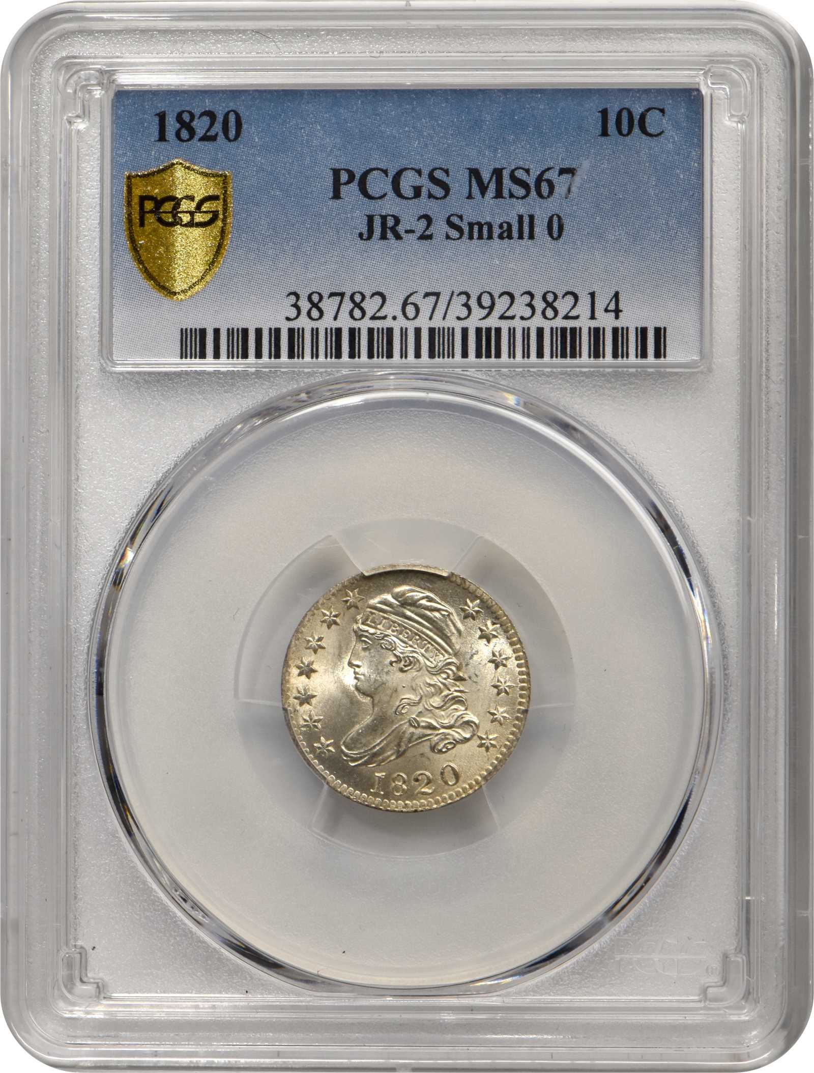 1820 10c Small 0, JR-2 MS66 thumbnail 5