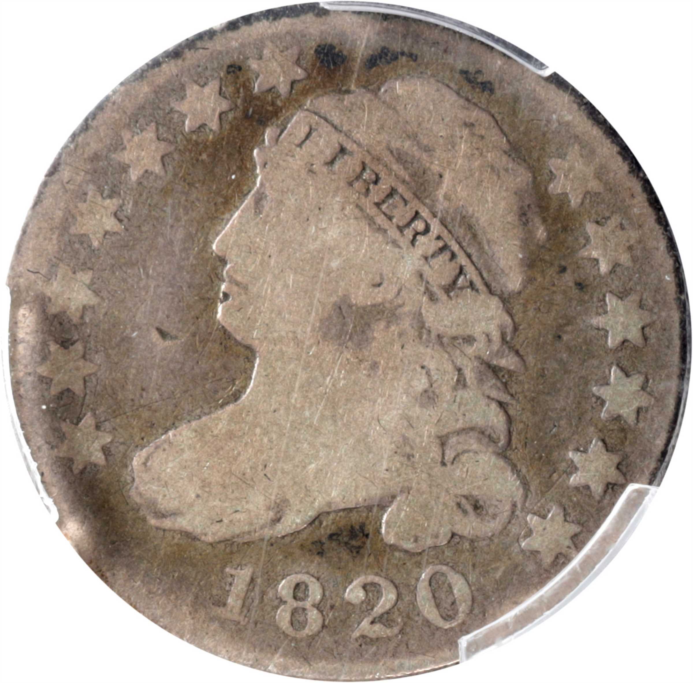1820 Capped Bust Dime. JR-12. Small 0. VG-8 (PCGS).