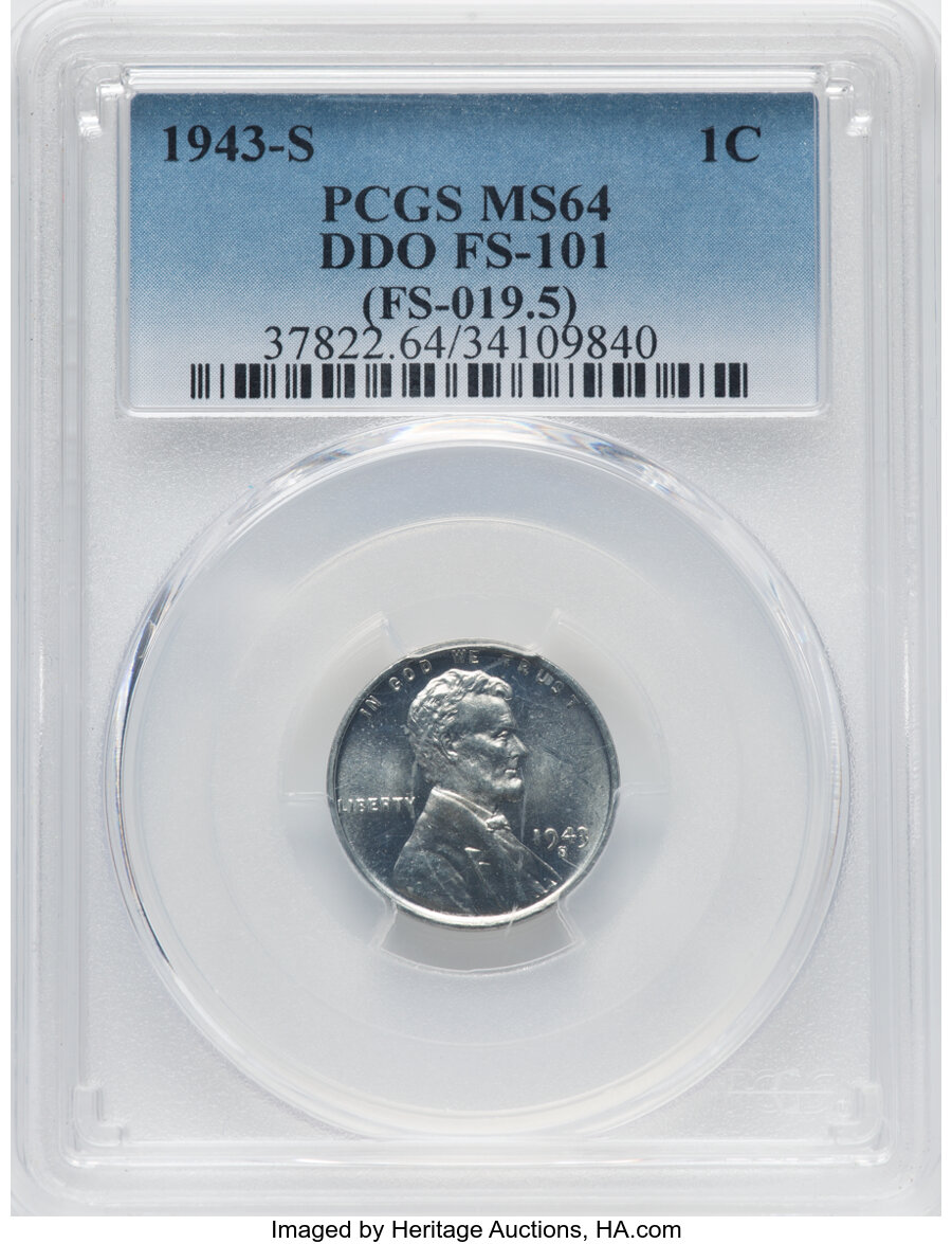 1943/2-S 1C Doubled Die Obverse, FS-101, MS64 PCGS. PCGS Population: (28/95). NGC Census: (2/3). ...