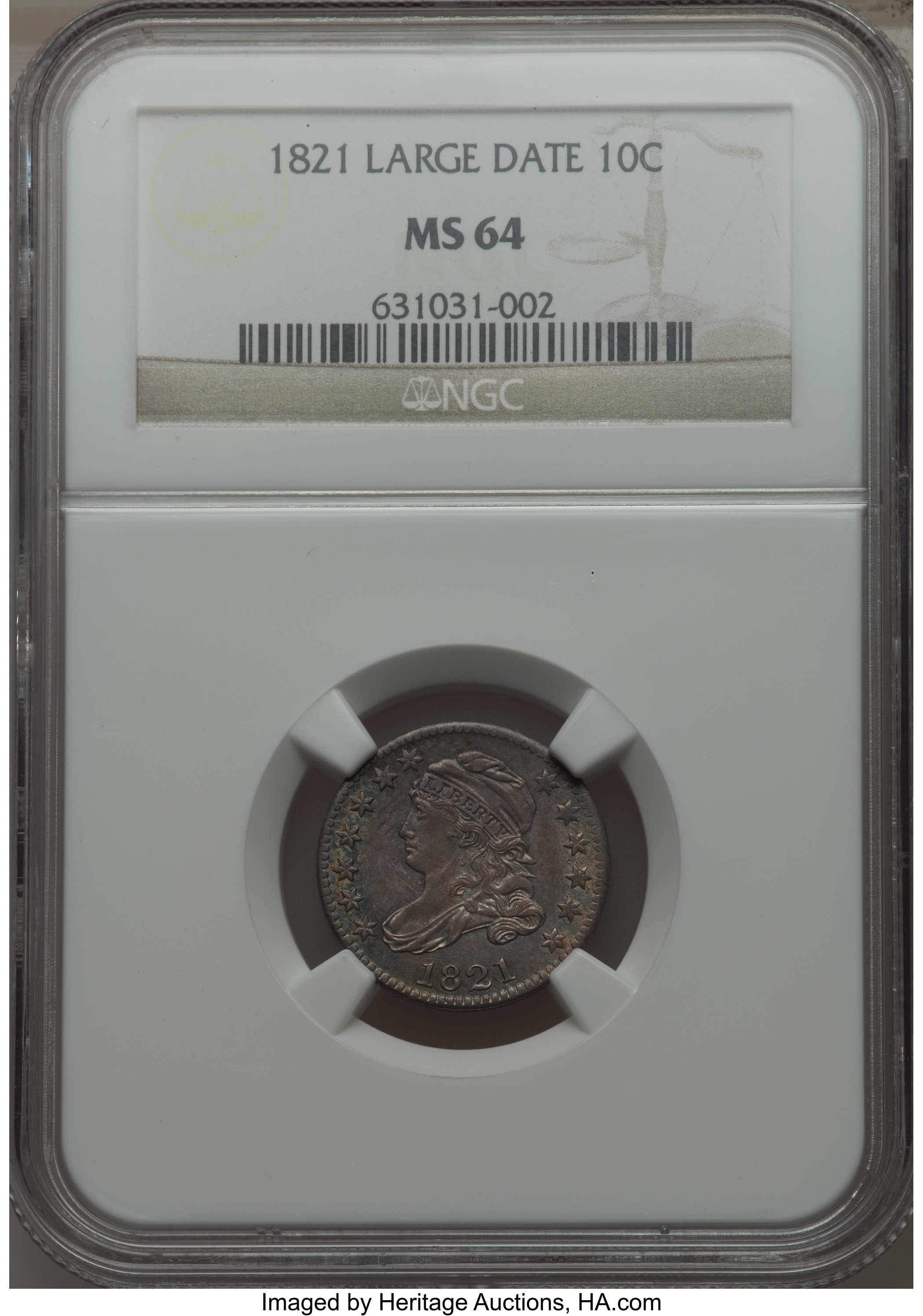 1821 10c Large Date, JR-7 MS66 CAC thumbnail 26