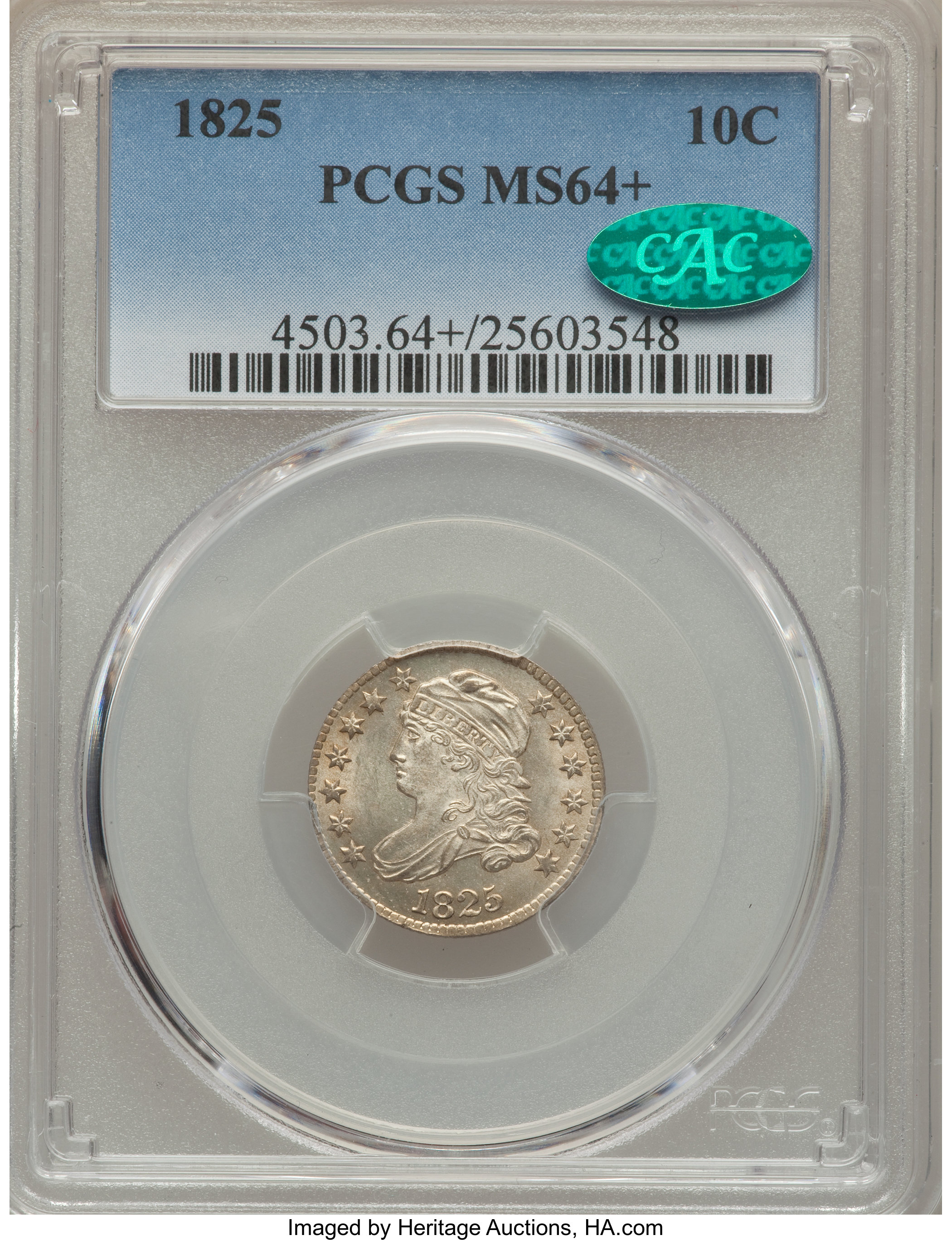 1825 10c JR-1 MS62 CAC thumbnail 20