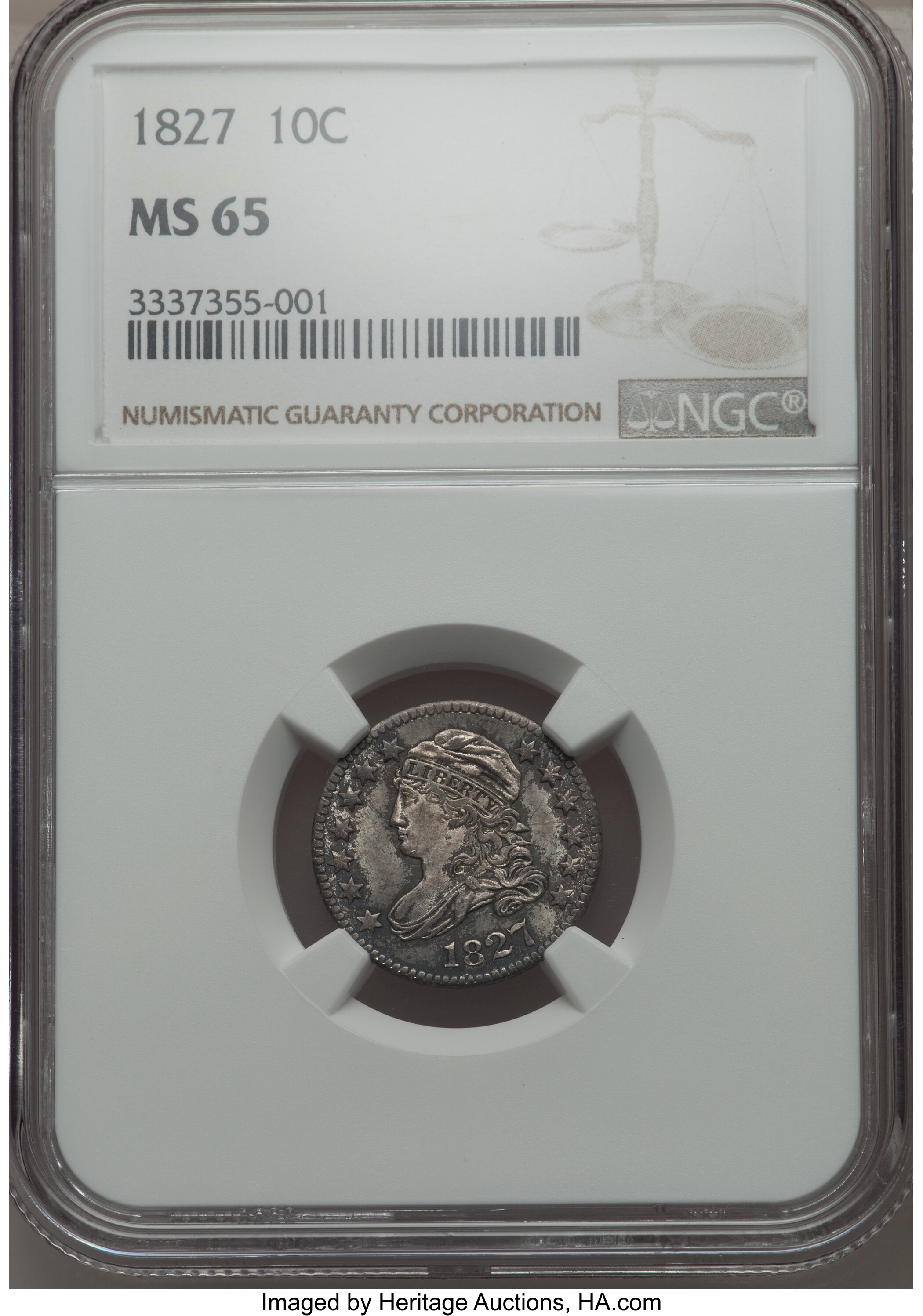 1827 10c Pointed Top 1, JR-12 AU55 thumbnail 15