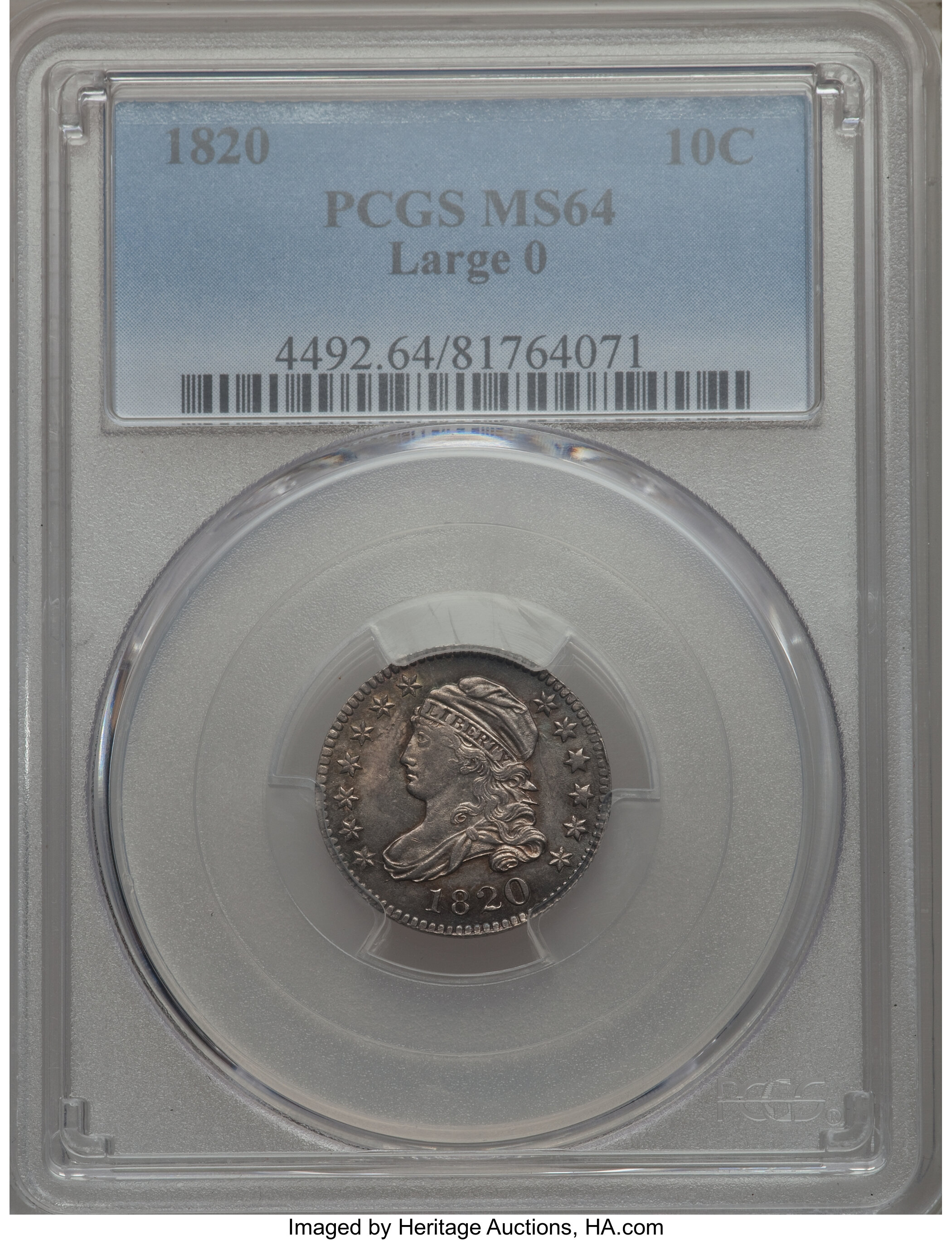 1820 10c Large 0, JR-13 G4 CAC thumbnail 17