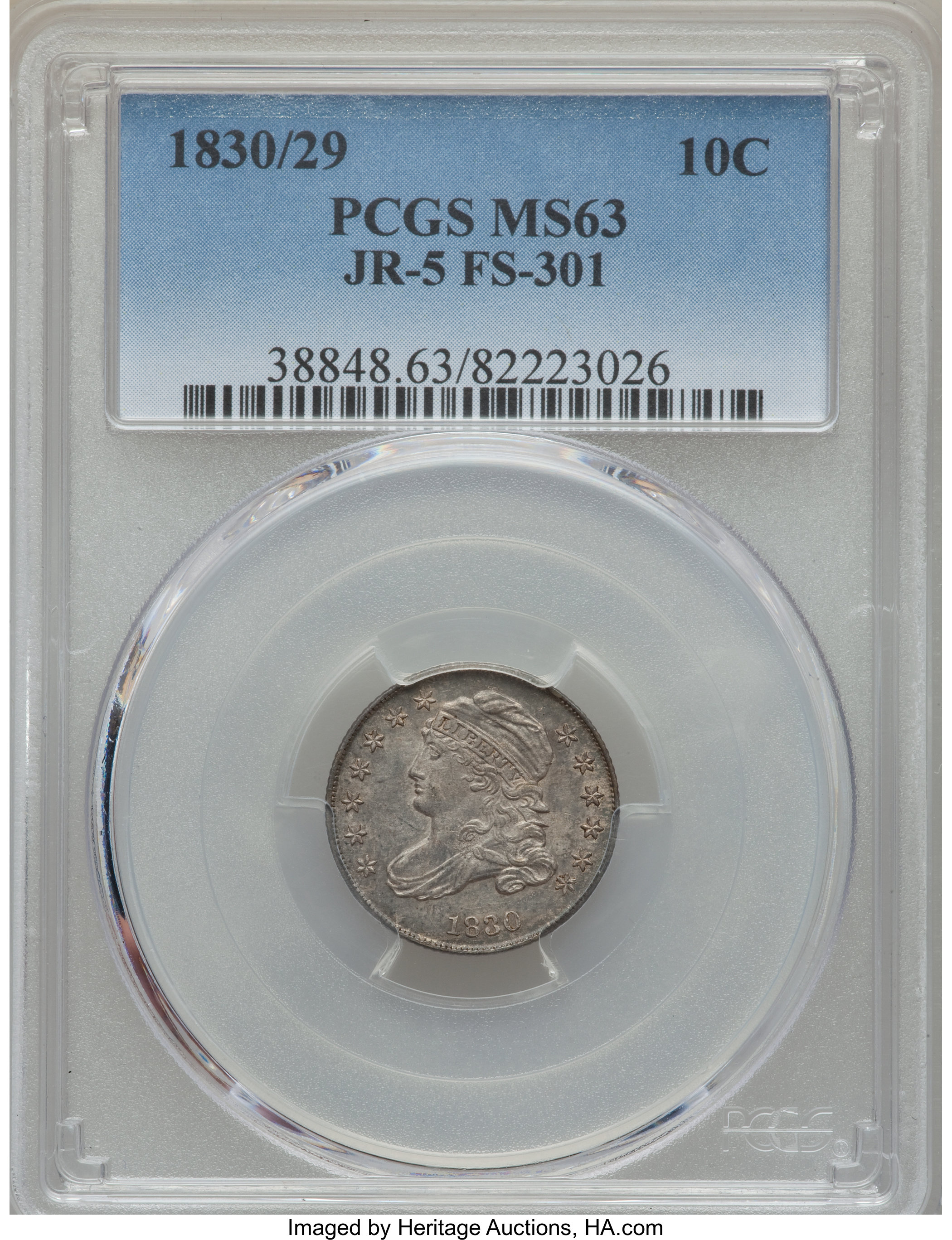 1830/29 10c Overdate, JR-5, FS-301 AU53 thumbnail 24