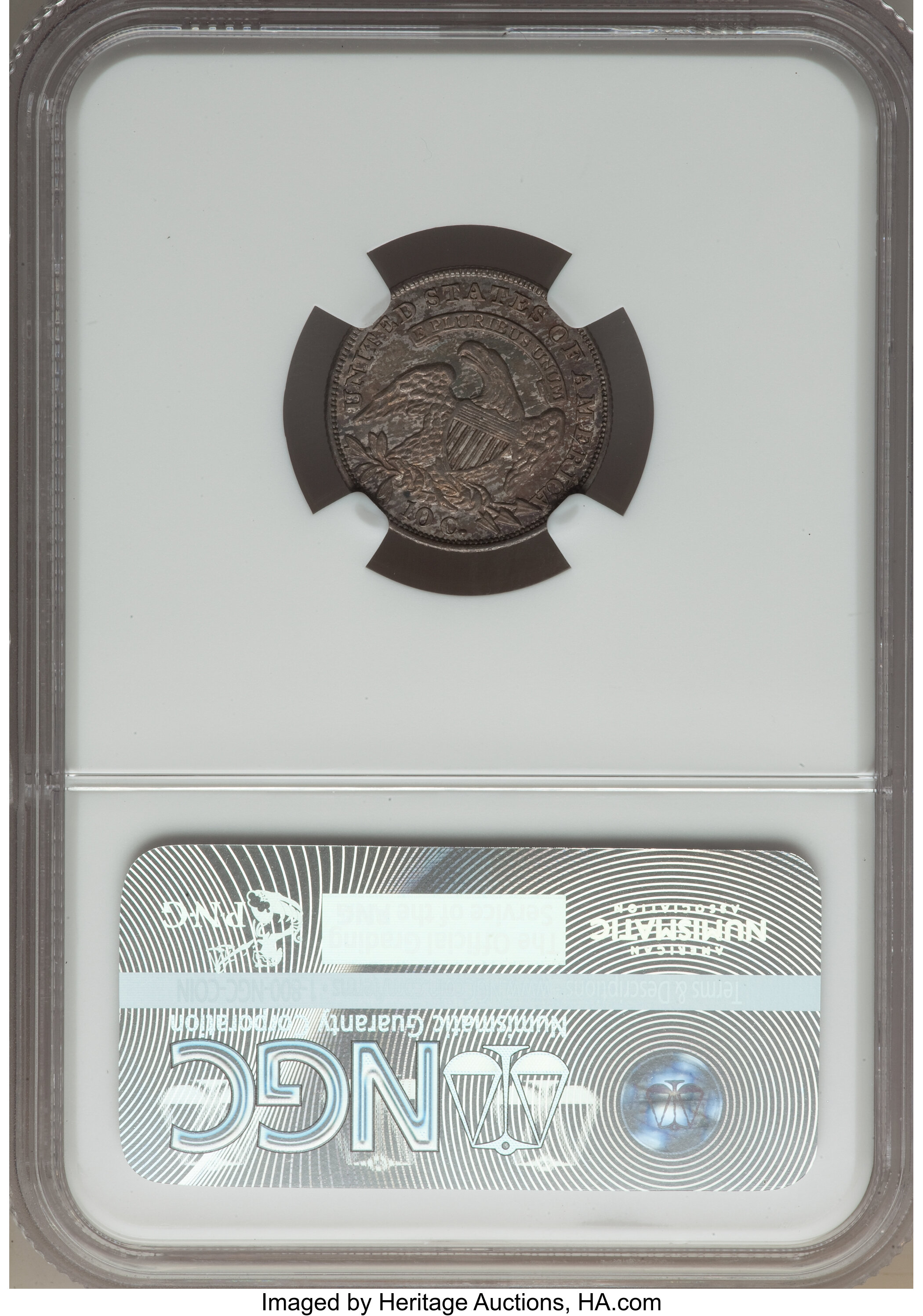 1834 10c Large 4, JR-5 AU58 CAC thumbnail 6