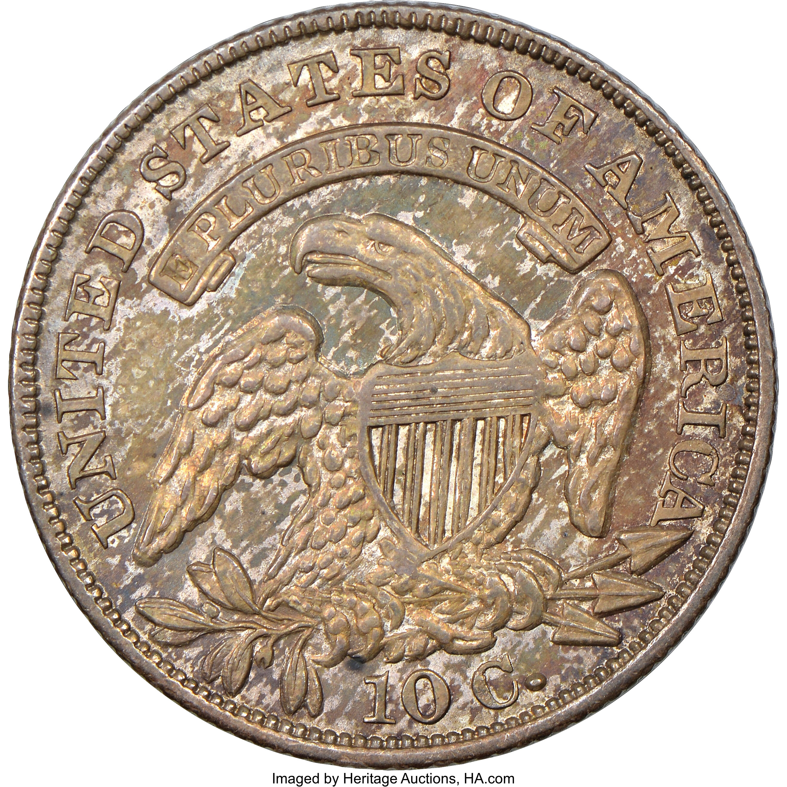 1834 10c Large 4, JR-5 AU58 CAC thumbnail 7