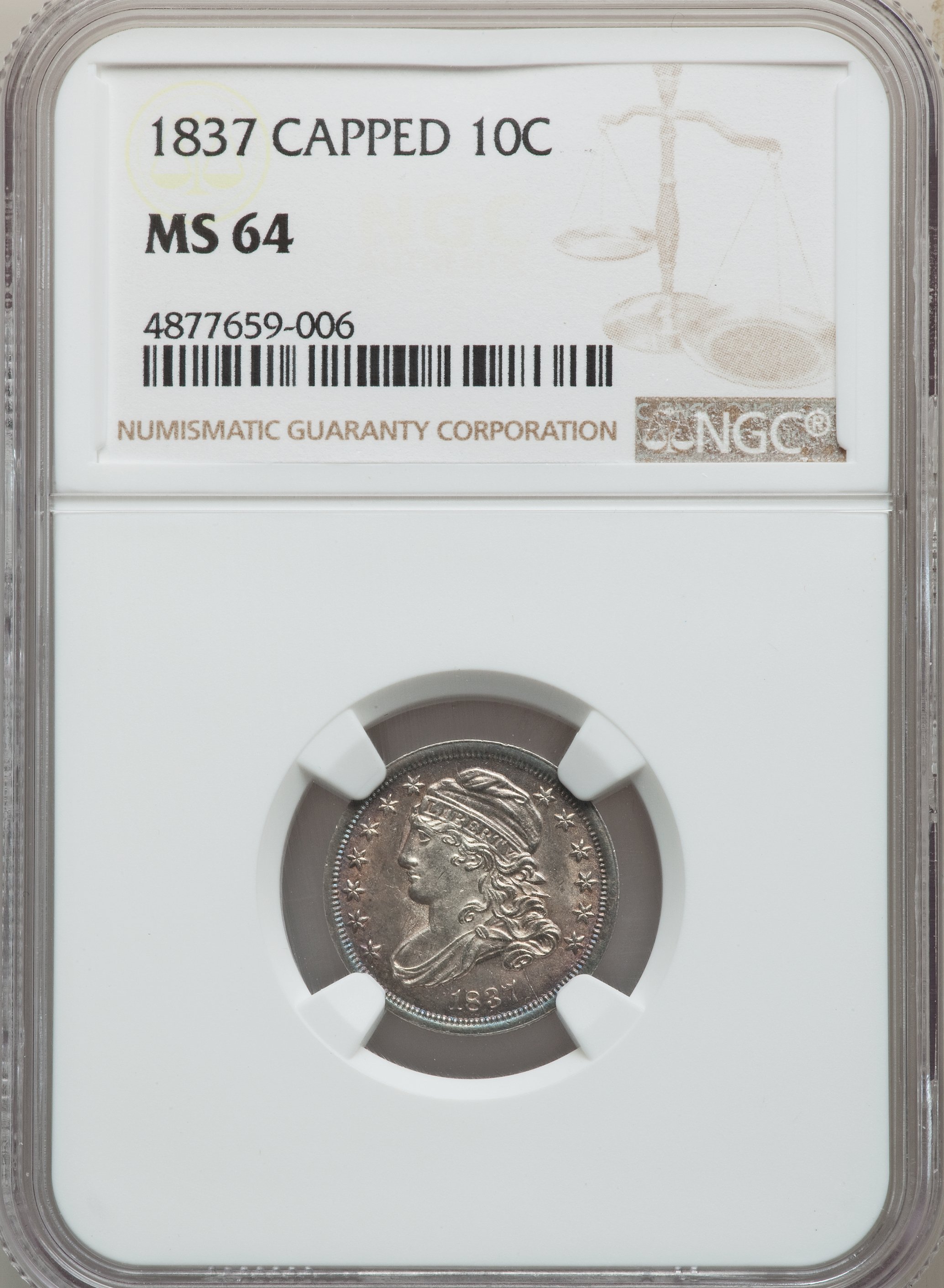 1837 10c Capped Bust, JR-4 AG3 thumbnail 16