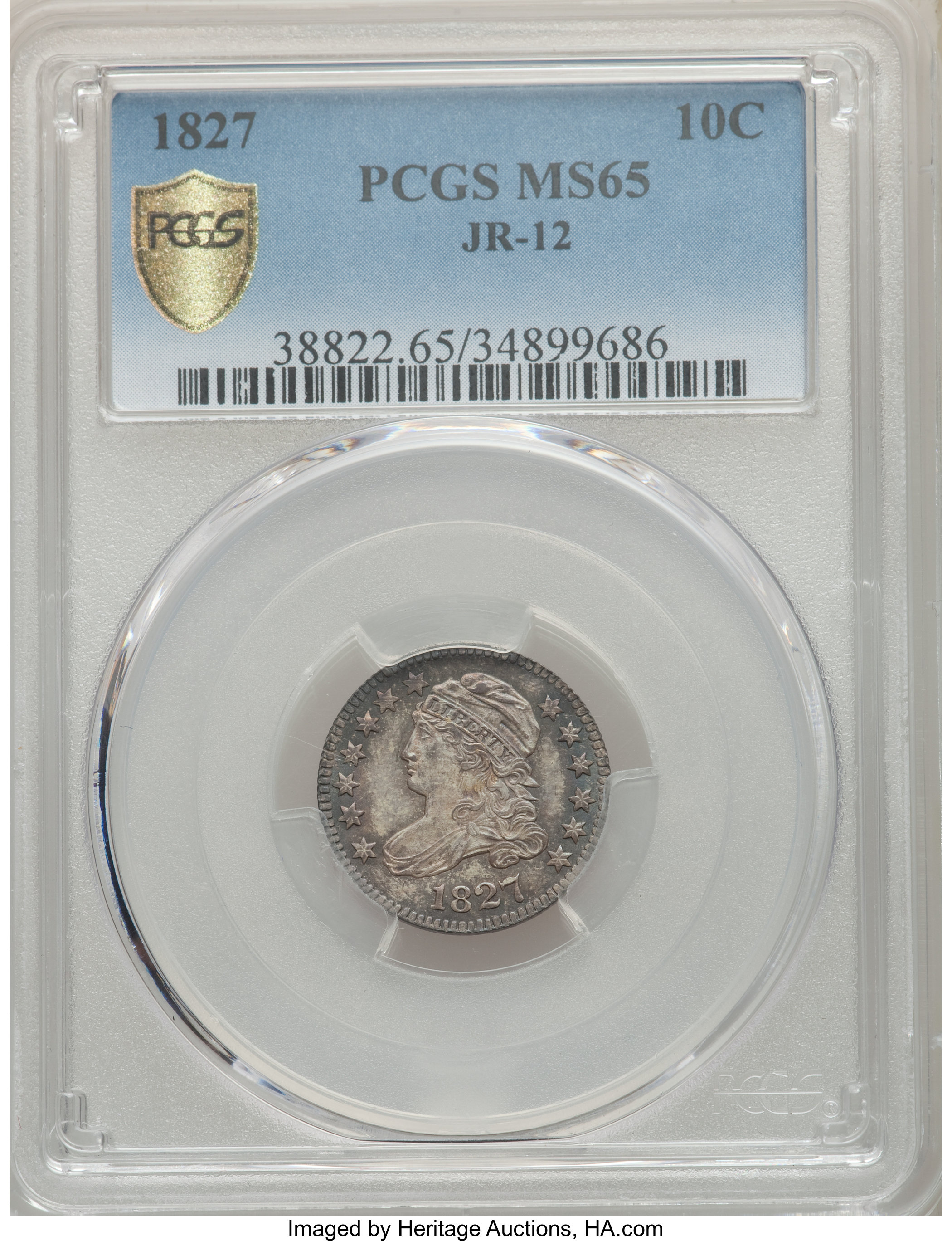 1827 10c Pointed Top 1, JR-12 AU55 thumbnail 11