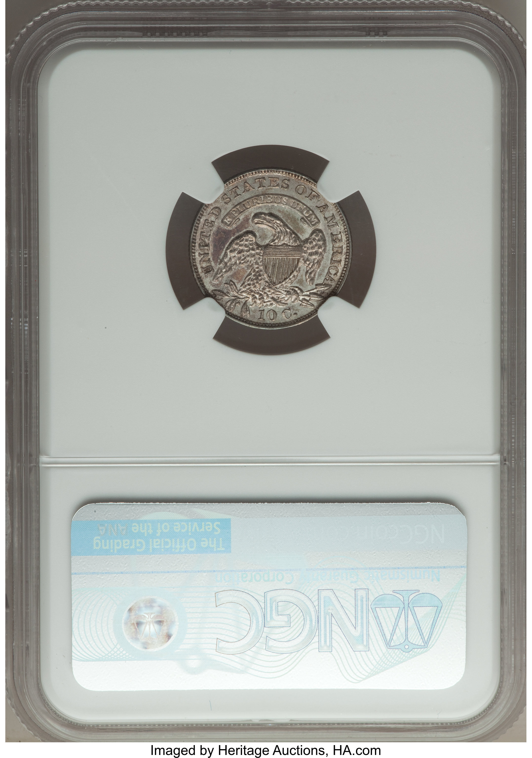 1834 10c Large 4, JR-5 AU58 CAC thumbnail 4