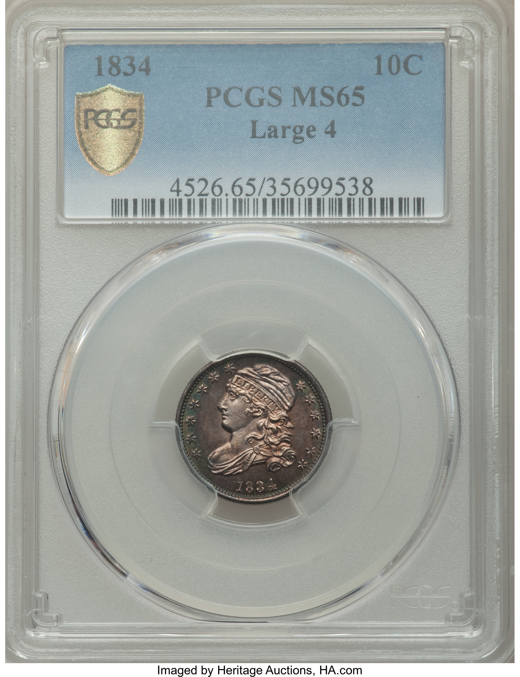 1834 10c Large 4, JR-1 MS65 thumbnail 7