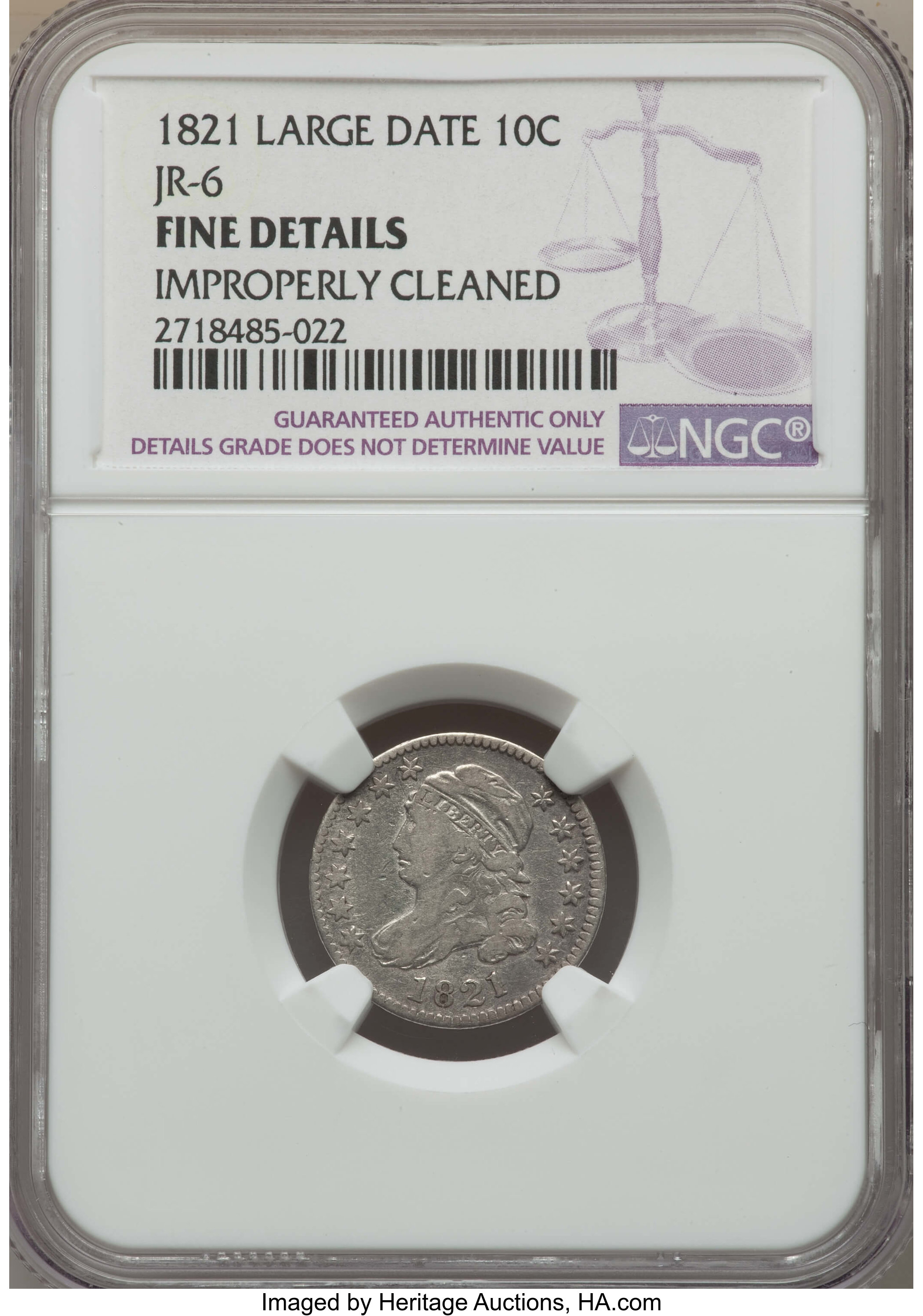 1821 10c Large Date, JR-3 MS thumbnail 9