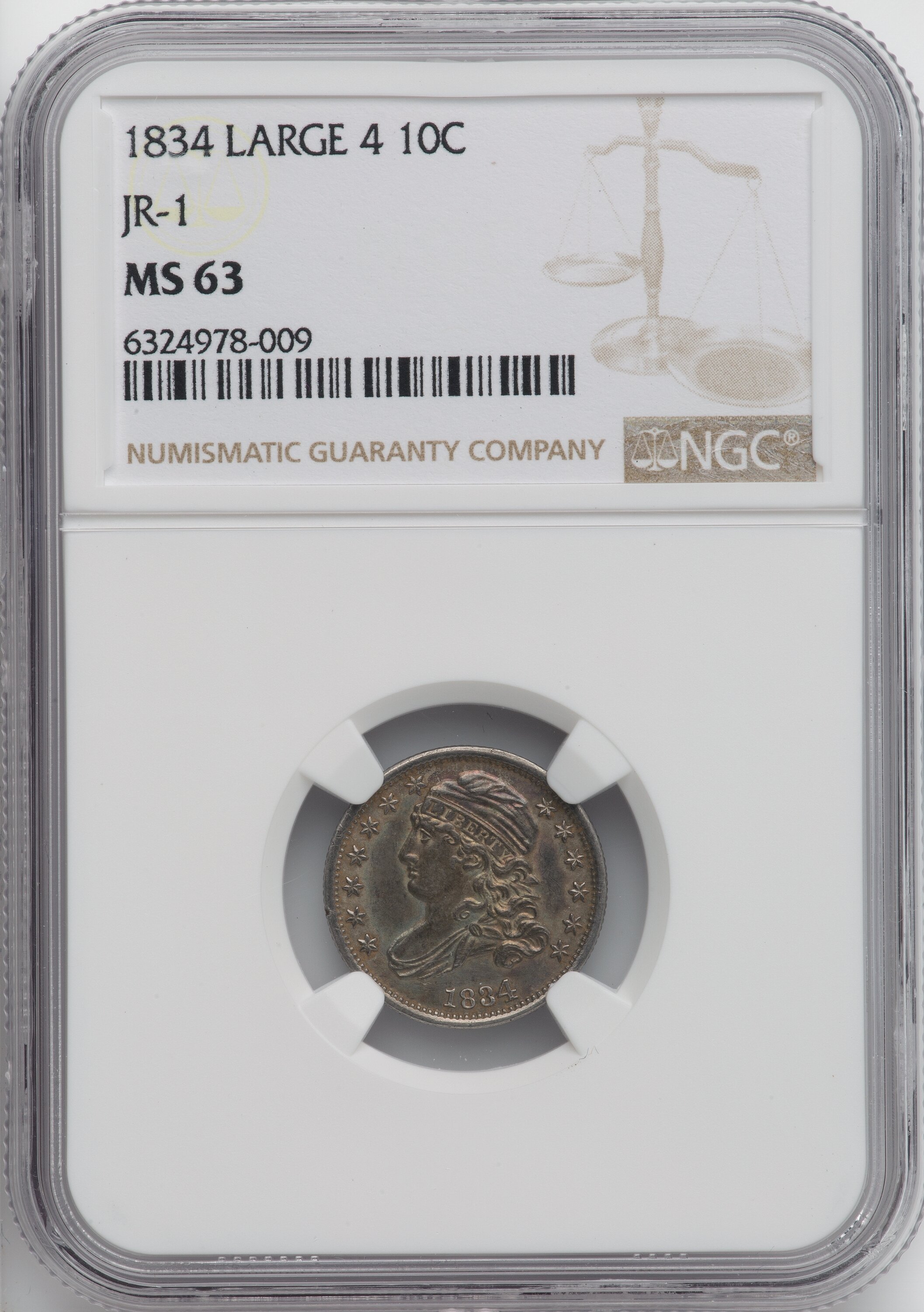 1834 10c Large 4, JR-1 AU50 thumbnail 24