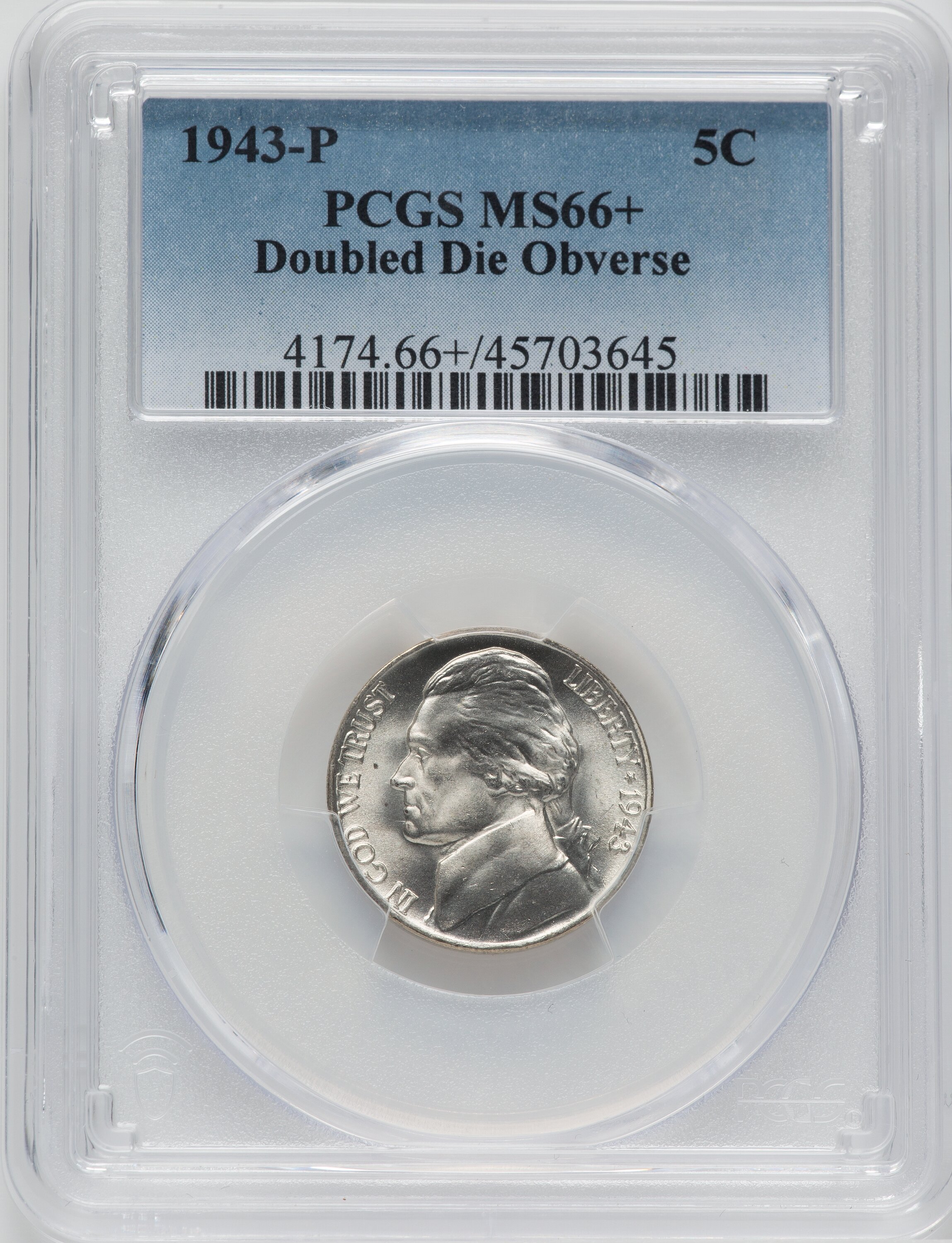 1943-P 5c Silver, Doubled Die Obverse MS66 thumbnail 9