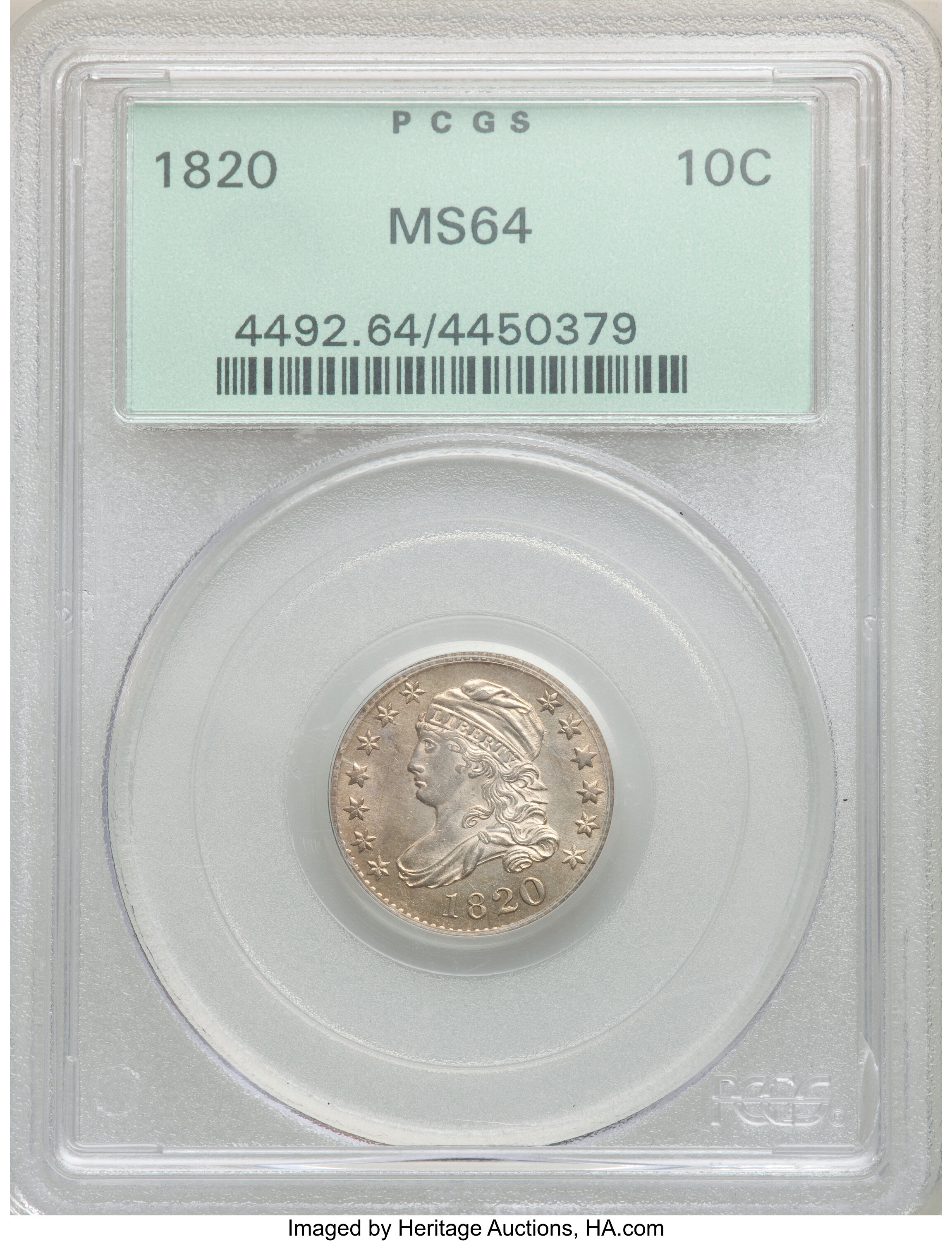 1820 10c Large 0, JR-13 G4 CAC thumbnail 13