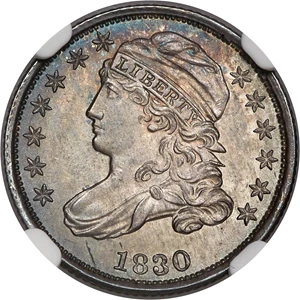 image for: 1830 10C Medium 10C, JR-3, R.3, MS66+ NGC....