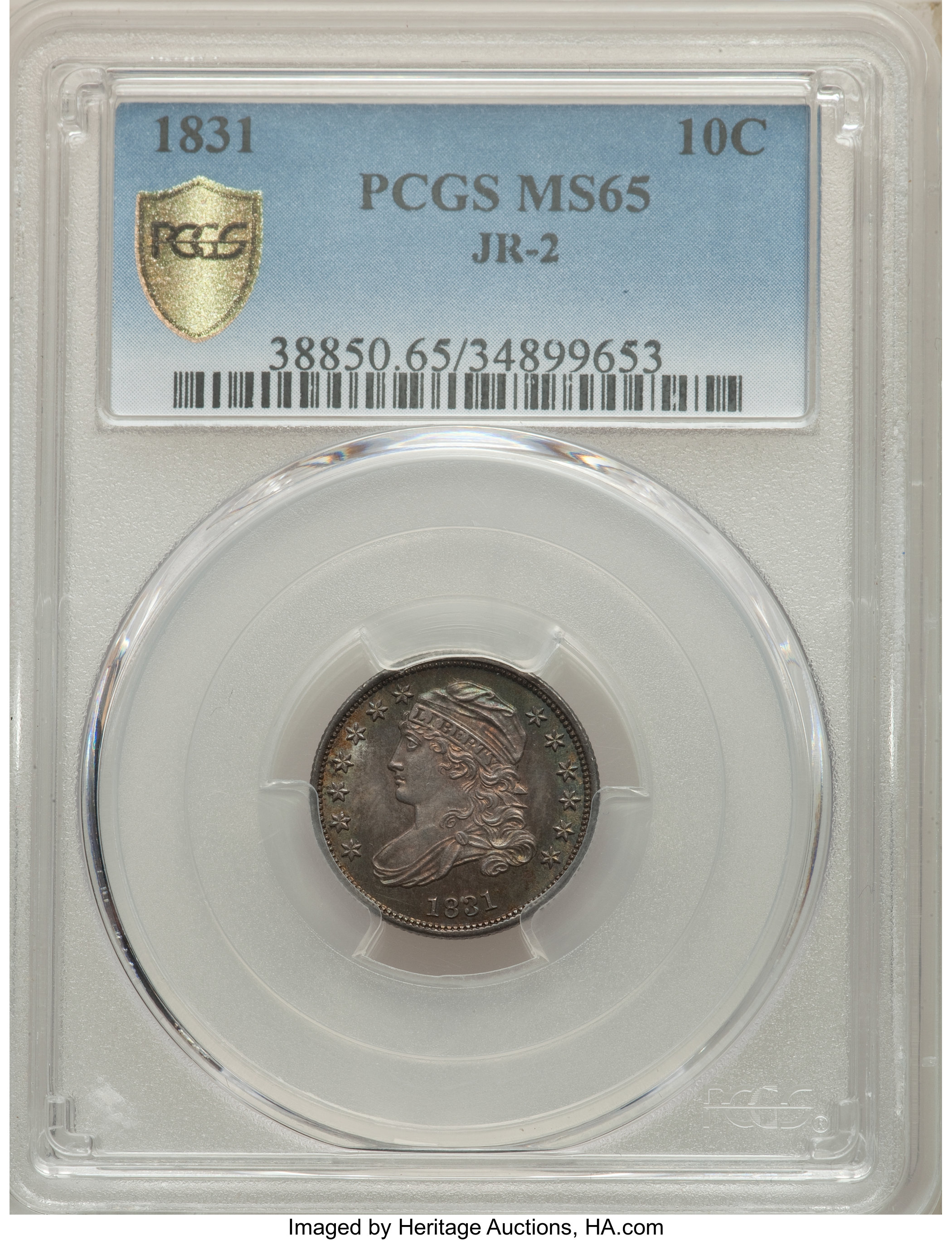 1831 10c JR-2 VF20 CAC thumbnail 8