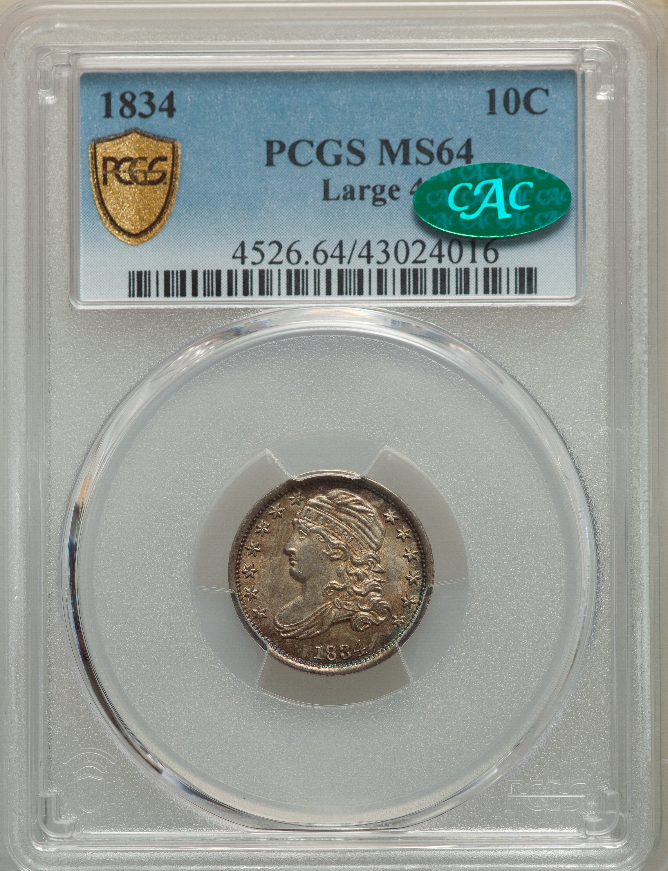 1834 10c Large 4, JR-1 MS64 thumbnail 9