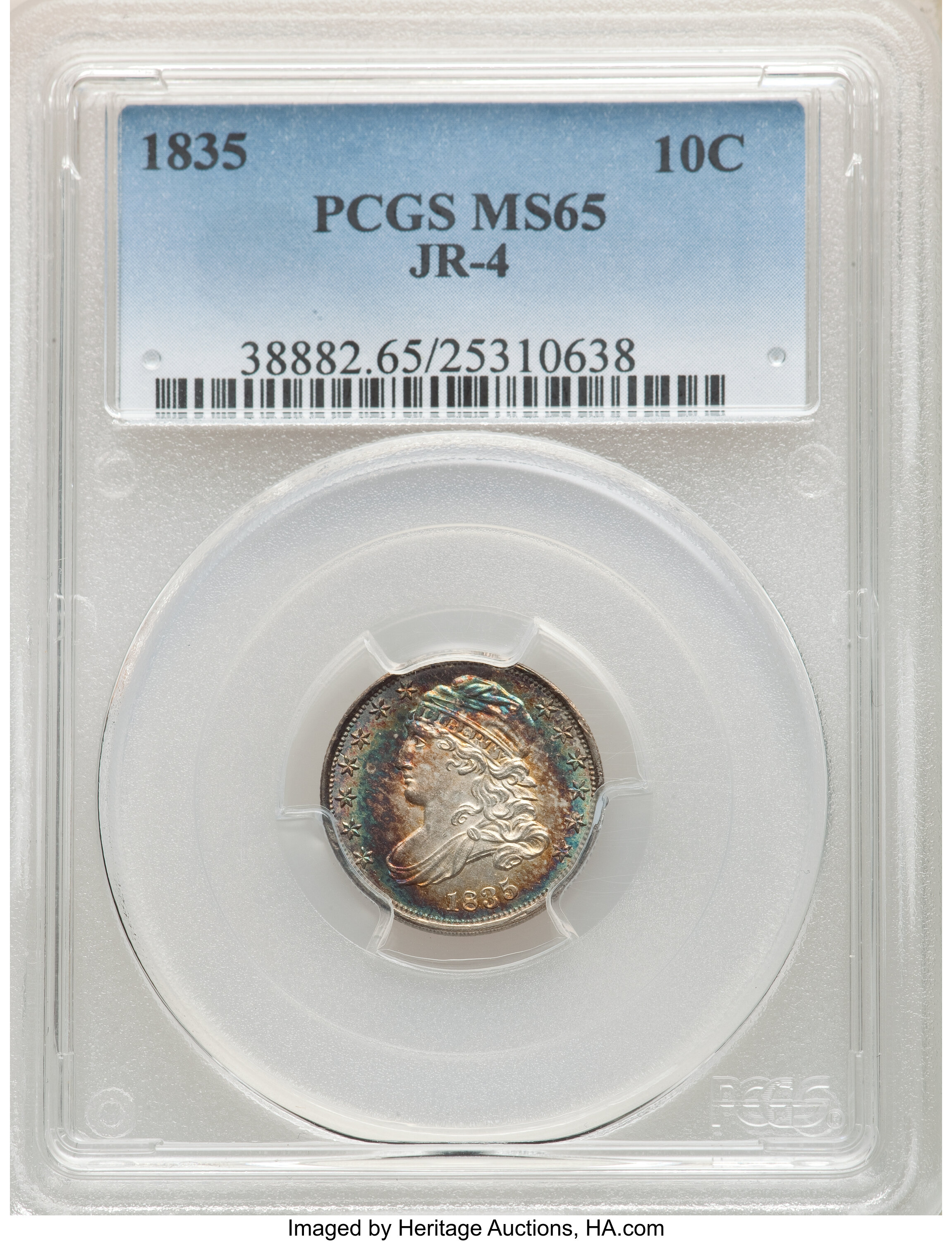 1835 10c JR-4 MS66 CAC thumbnail 9