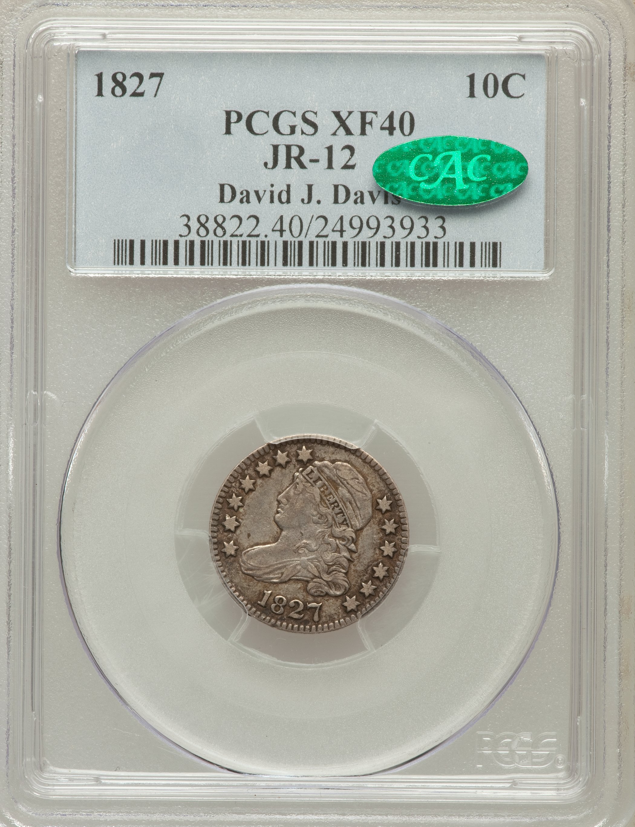 1827 10c Pointed Top 1, JR-12 VF30 thumbnail 10
