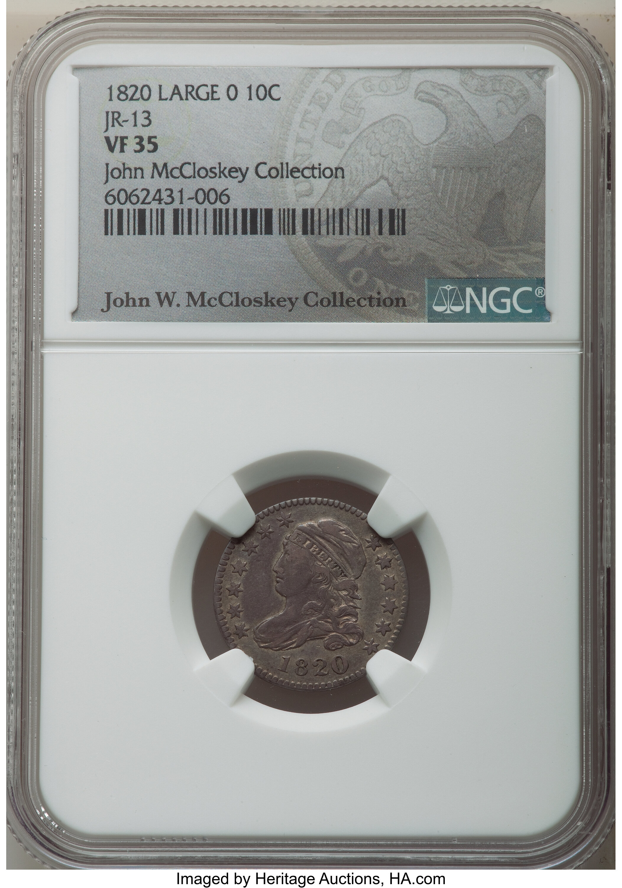 1820 10c Large 0, JR-13 G4 CAC thumbnail 7
