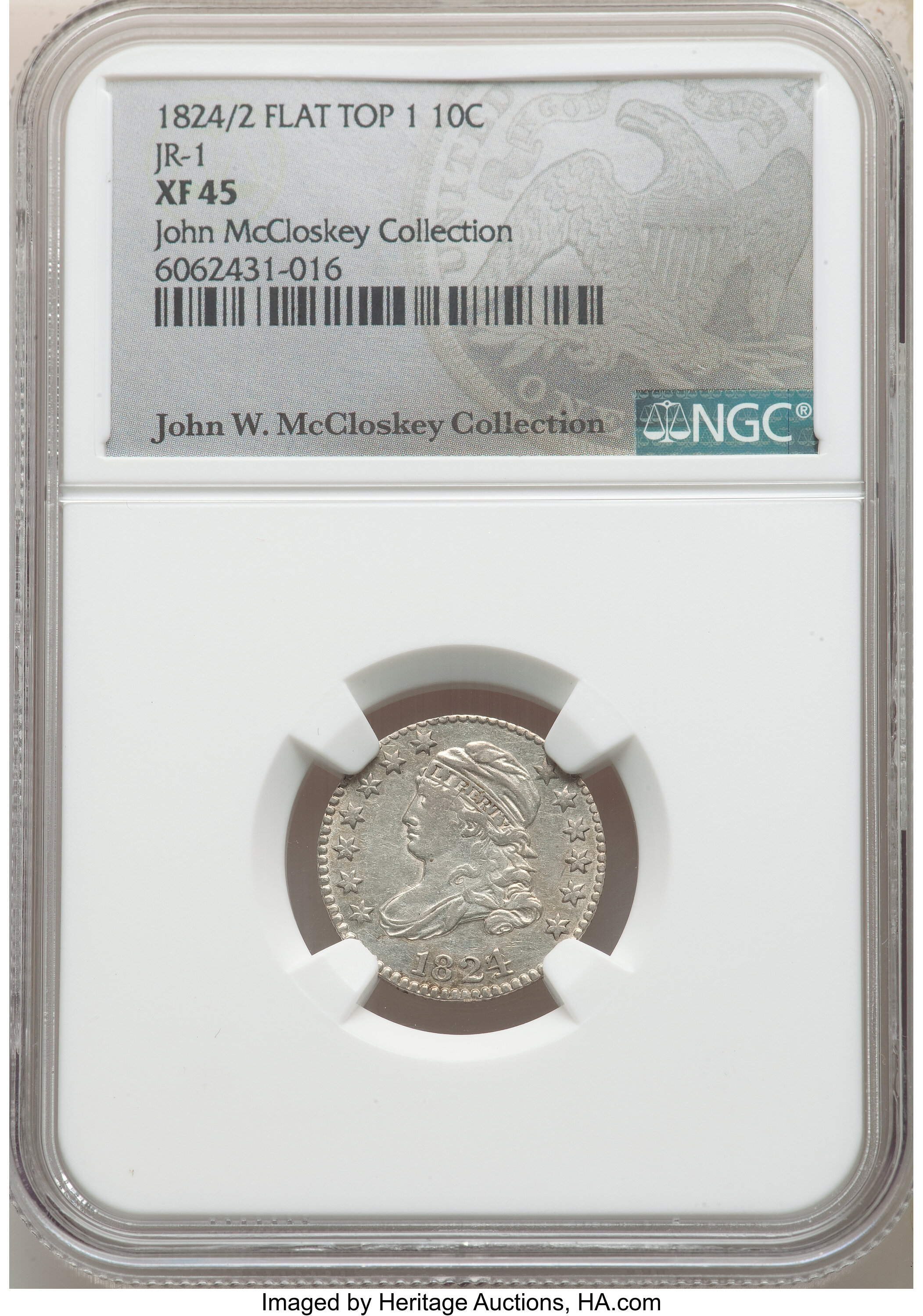 1824/2 10c Flat Top 1, JR-1 AU55 thumbnail 18
