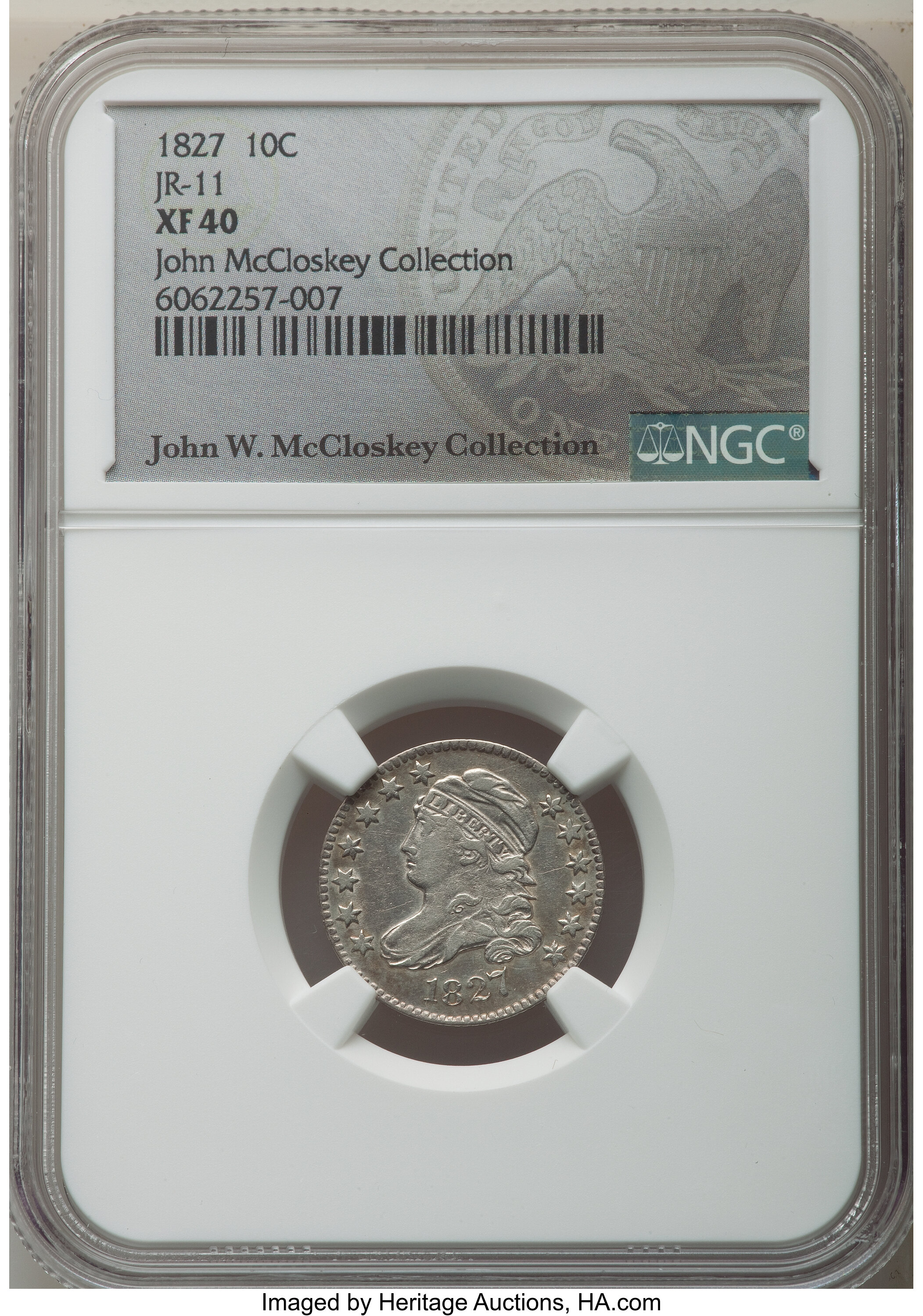 1827 10c Pointed Top 1, JR-11 G6 CAC thumbnail 16