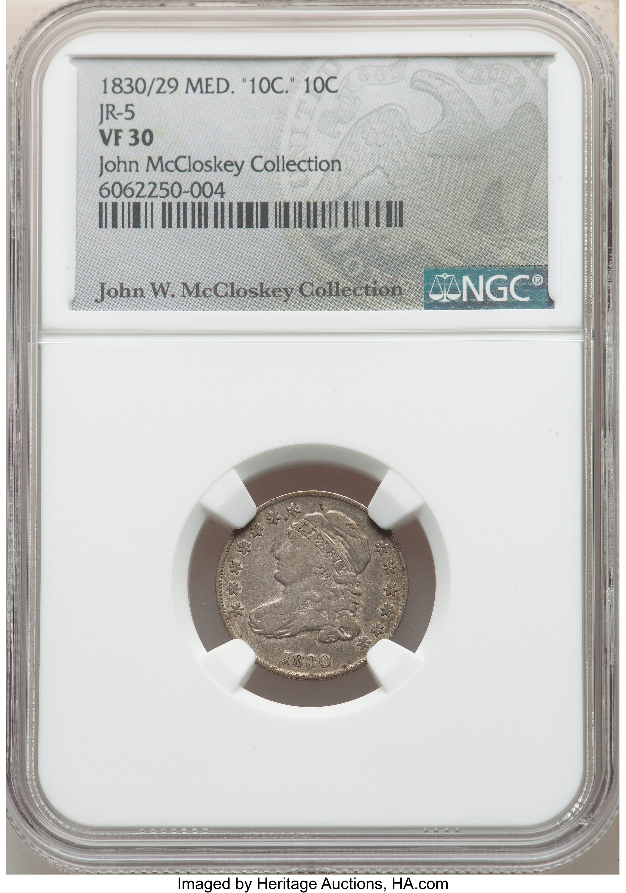 1830/29 10c Overdate, JR-5, FS-301 VF20 CAC thumbnail 6