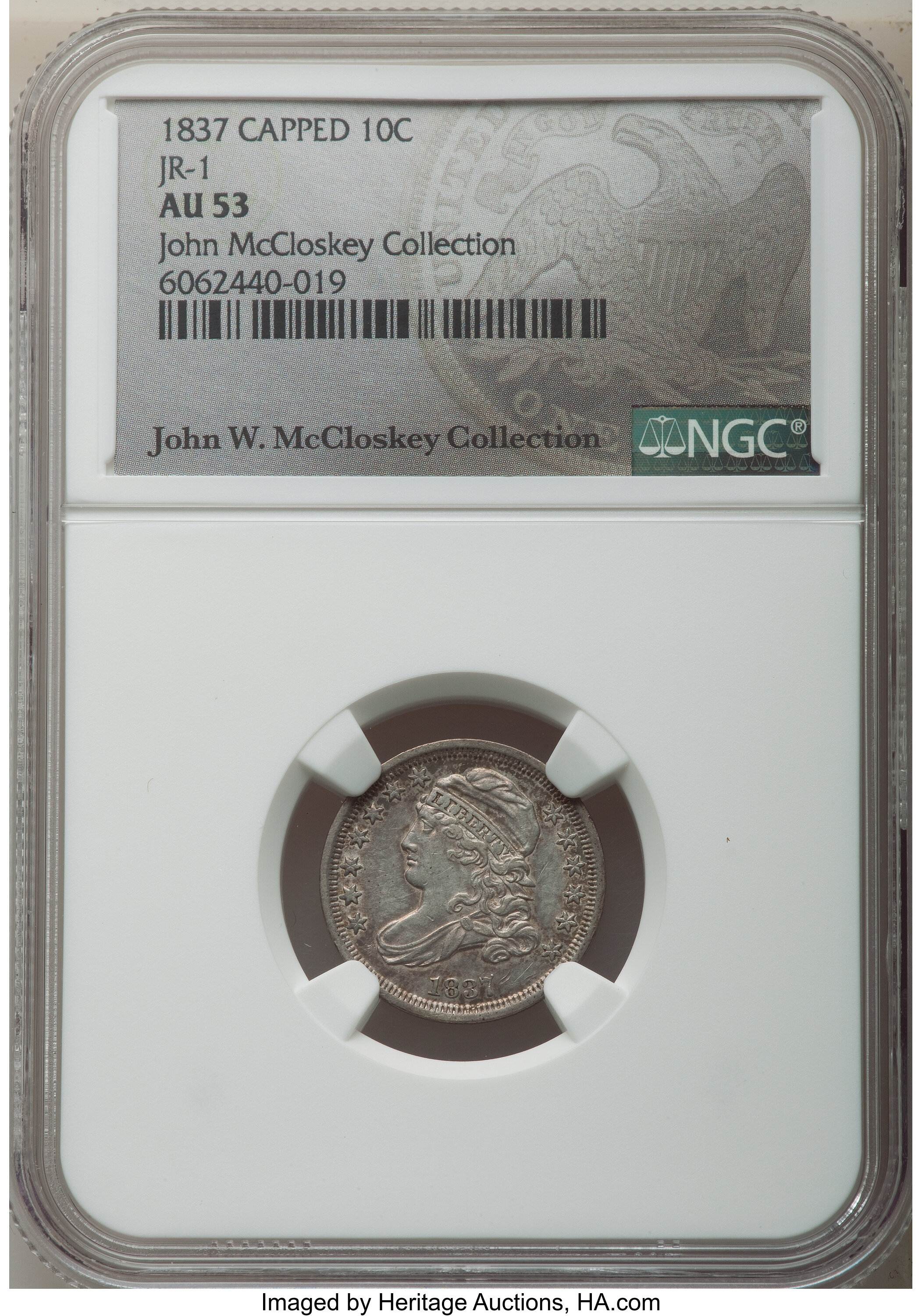 1837 10c Capped Bust, JR-1 AG3 thumbnail 8