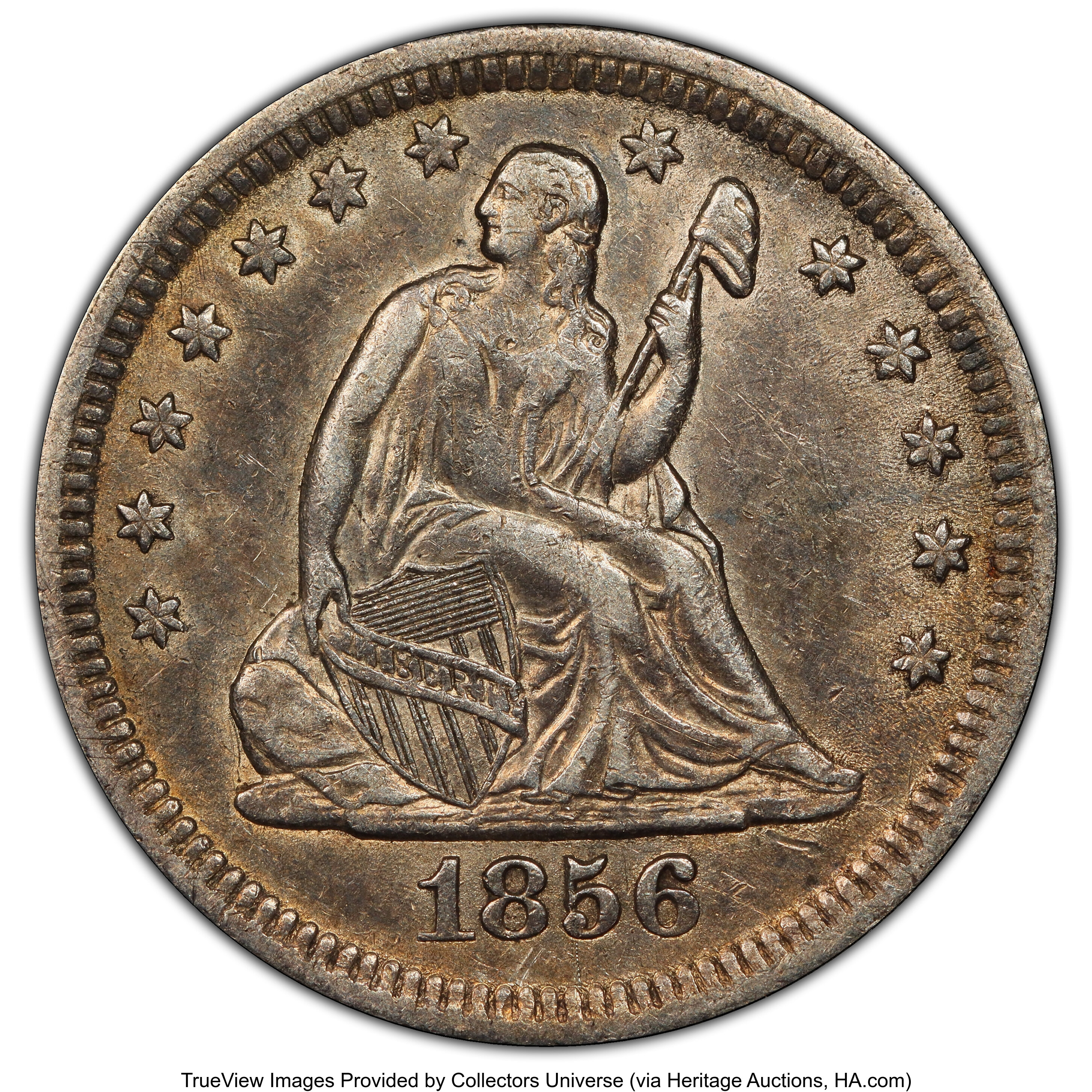 1856 25C XF45 PCGS. PCGS Population: (67/271 and 0/7+). NGC Census: (35/213 and 0/1+). CDN: $110 Whsle. Bid for NGC/PCGS XF...