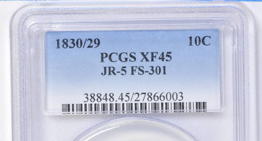 1830/29 10c Overdate, JR-5, FS-301 XF45 thumbnail 7