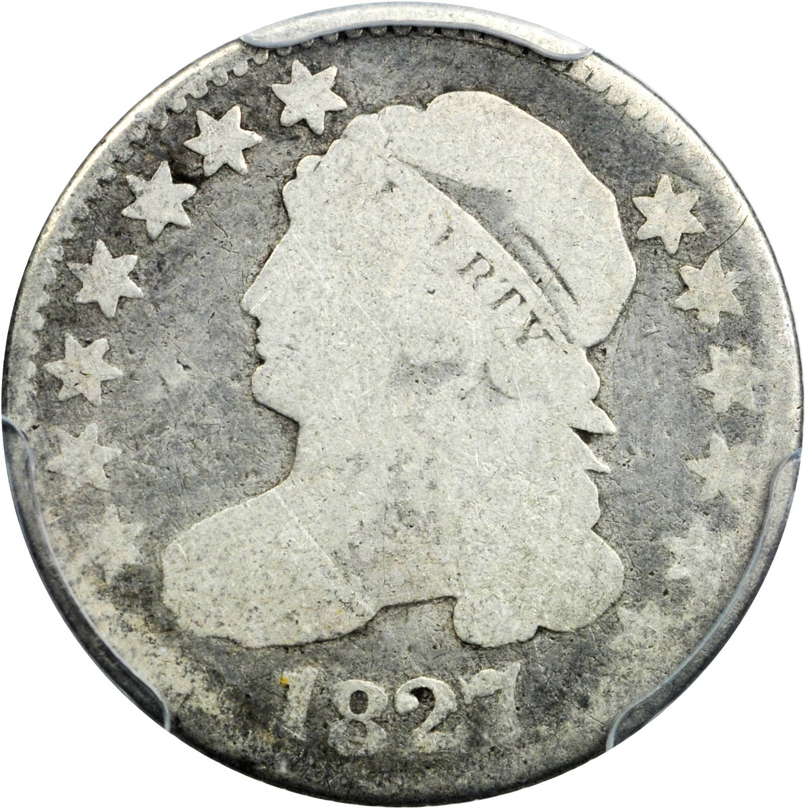 1827 Capped Bust Dime. JR-10. Rarity-6+. AG-3 (PCGS).