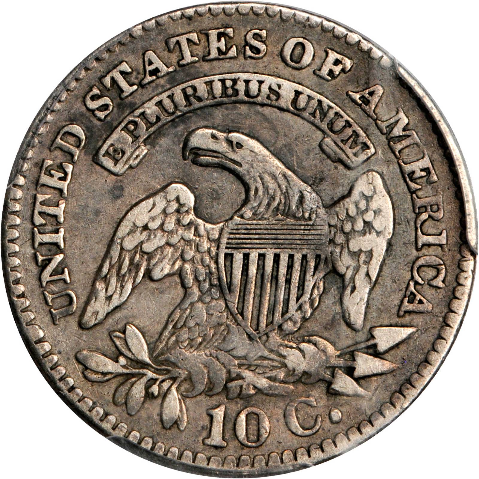 1827 10c Pointed Top 1, JR-4 G4 CAC thumbnail 10