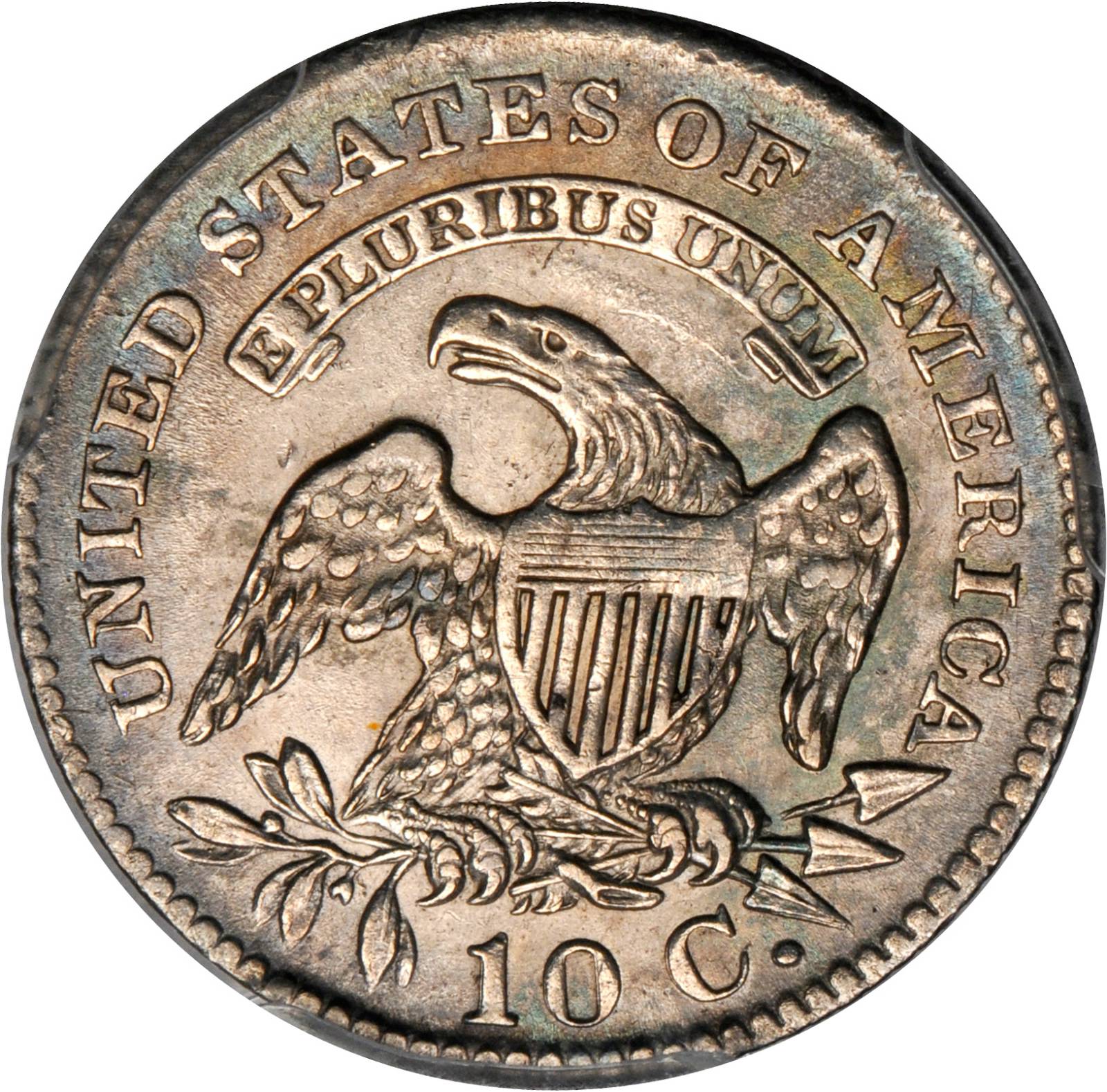1827 10c Pointed Top 1, JR-11 G6 CAC thumbnail 2