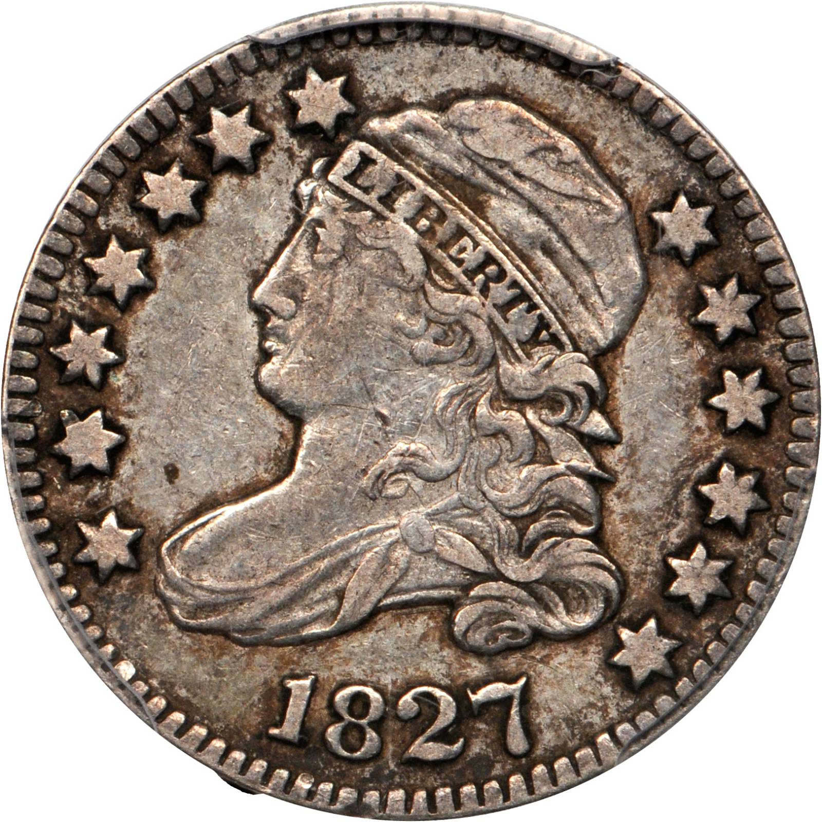 1827 Capped Bust Dime. JR-12. Rarity-1. EF-40 (PCGS).