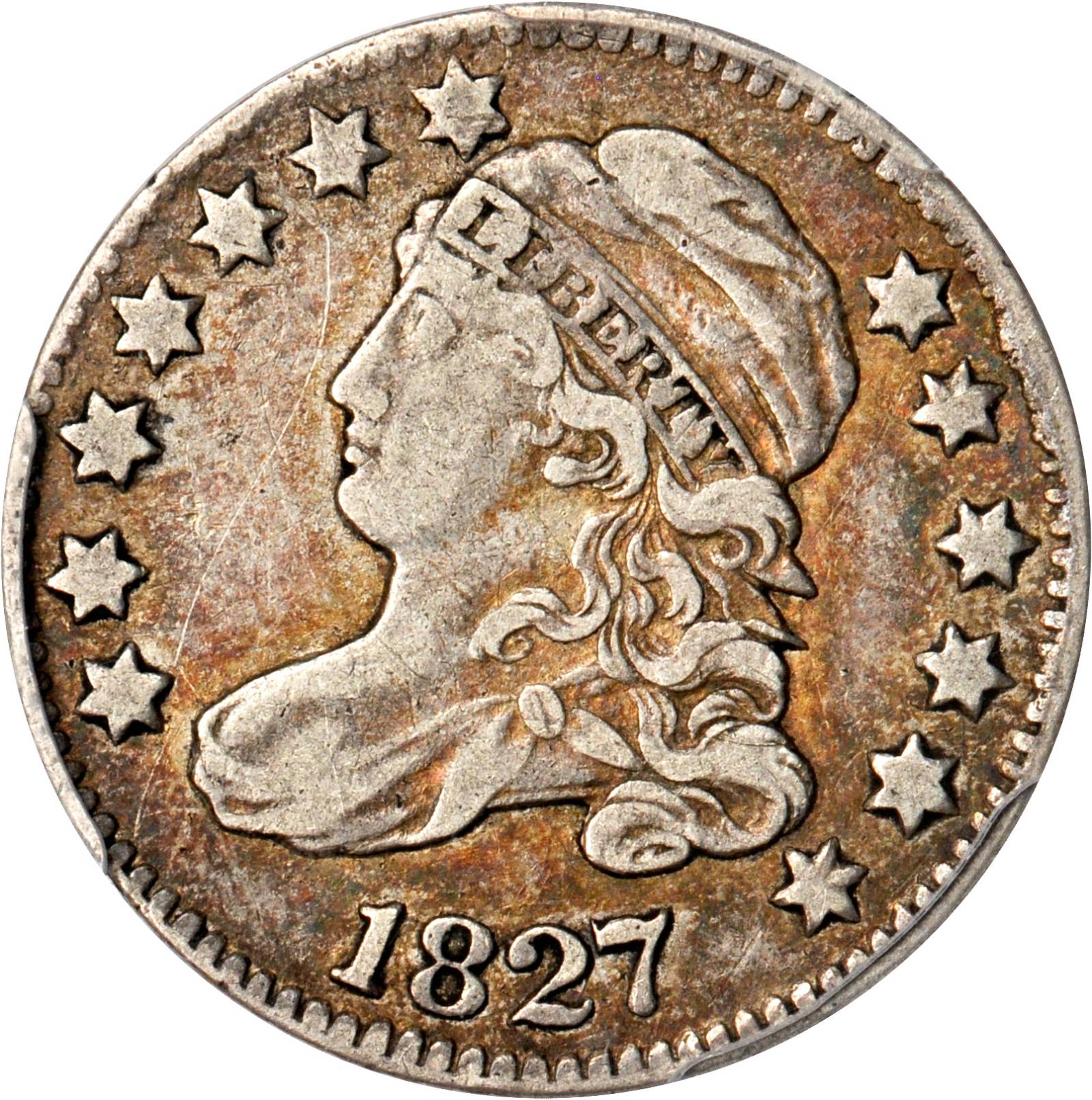 1827 Capped Bust Dime. JR-13. Rarity-3. VF-30 (PCGS).