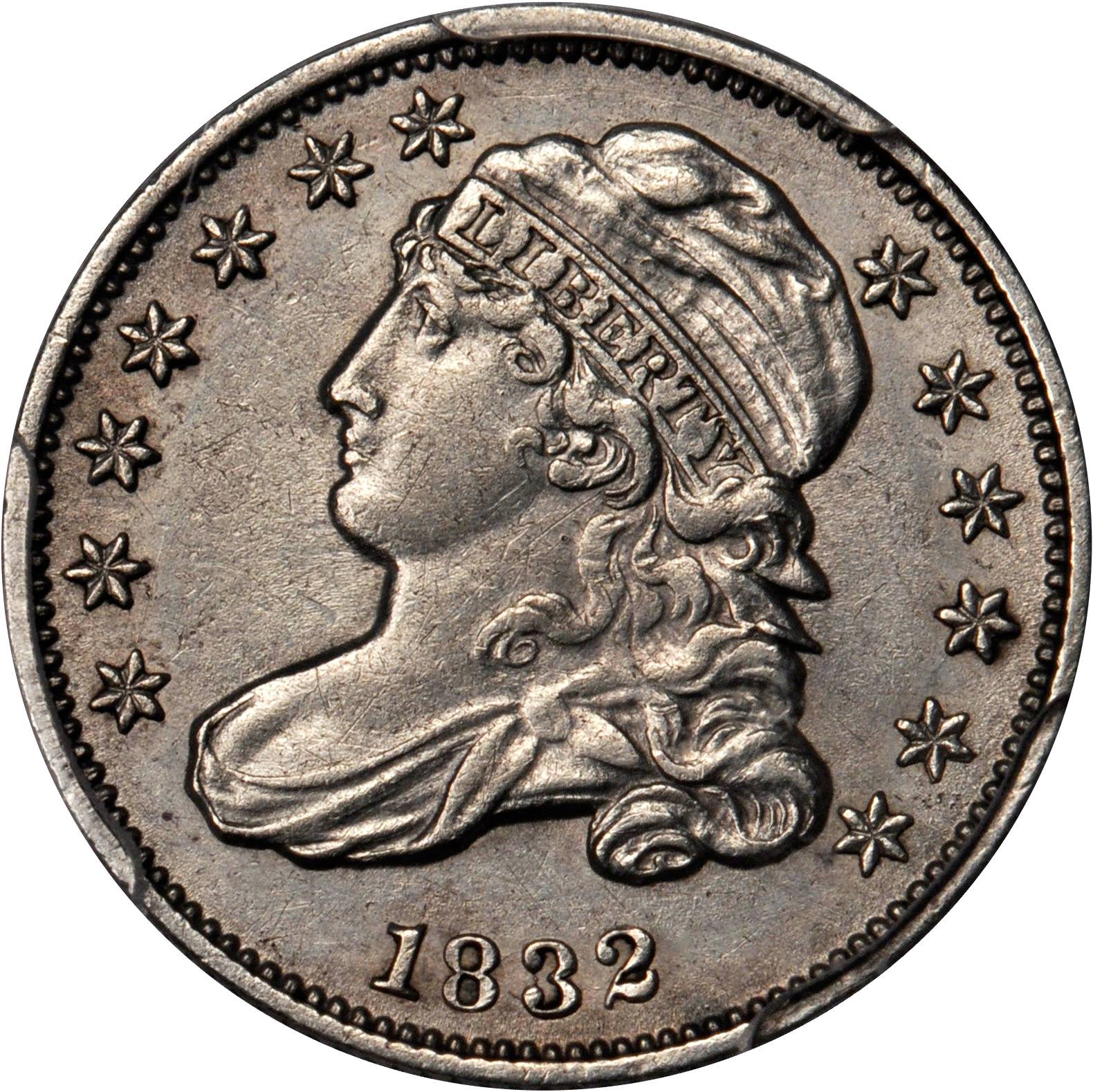 1832 Capped Bust Dime. JR-4. Rarity-3. AU Details--Cleaning (PCGS).