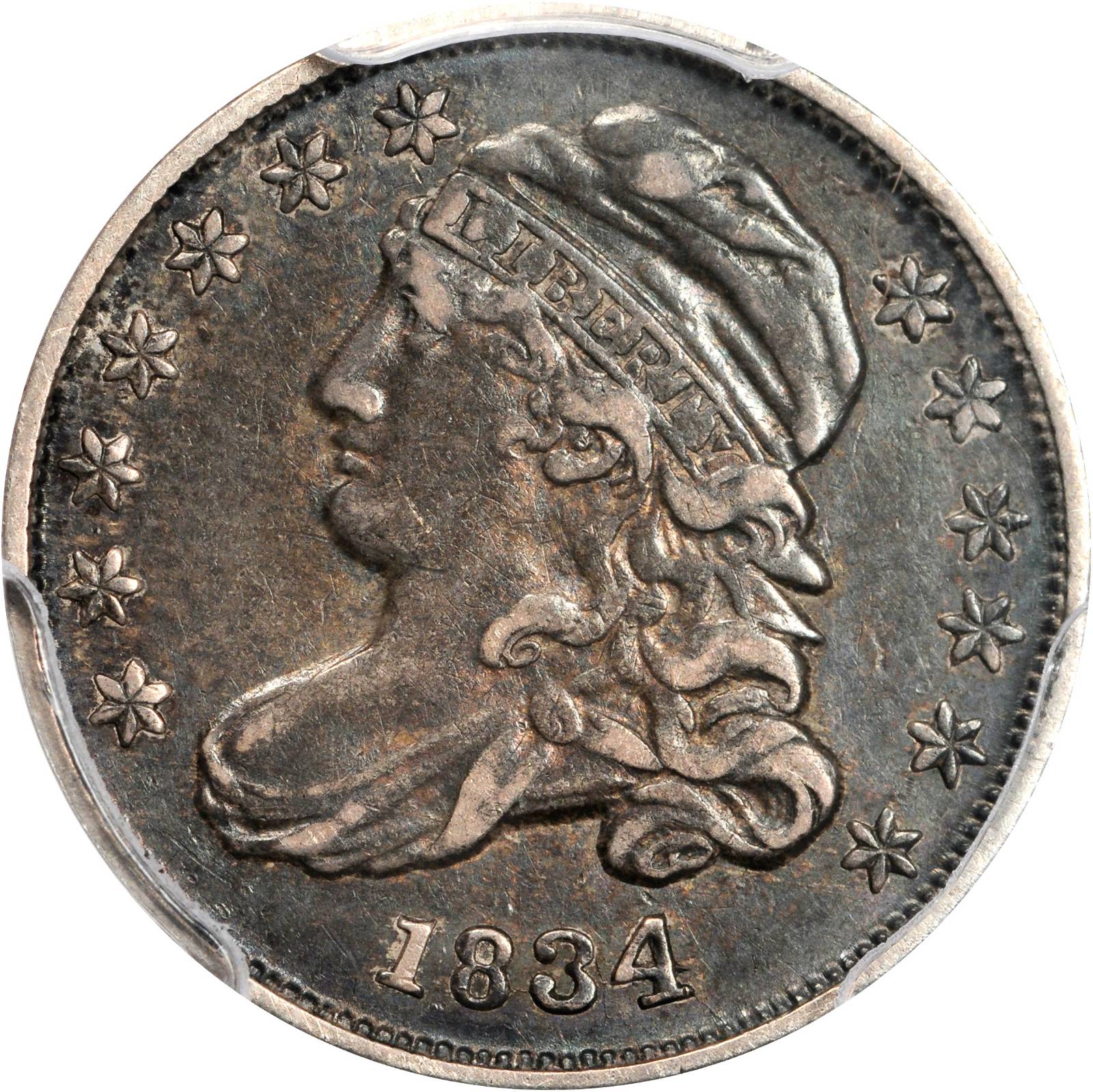 1834 Capped Bust Dime. JR-5. Rarity-1. Large 4. EF-40 (PCGS).