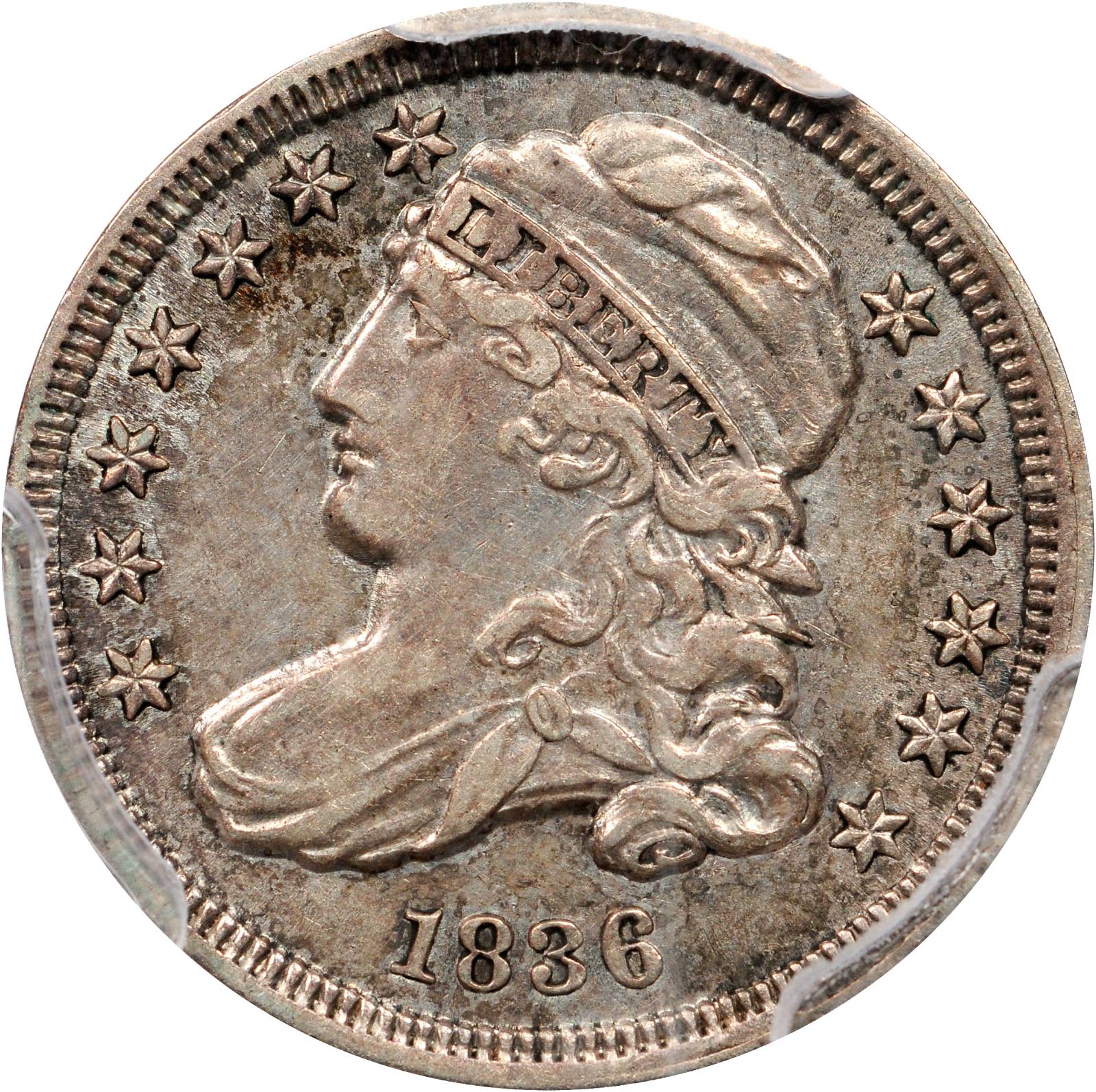 1836 Capped Bust Dime. JR-3. Rarity-3. EF Details--Cleaning (PCGS).