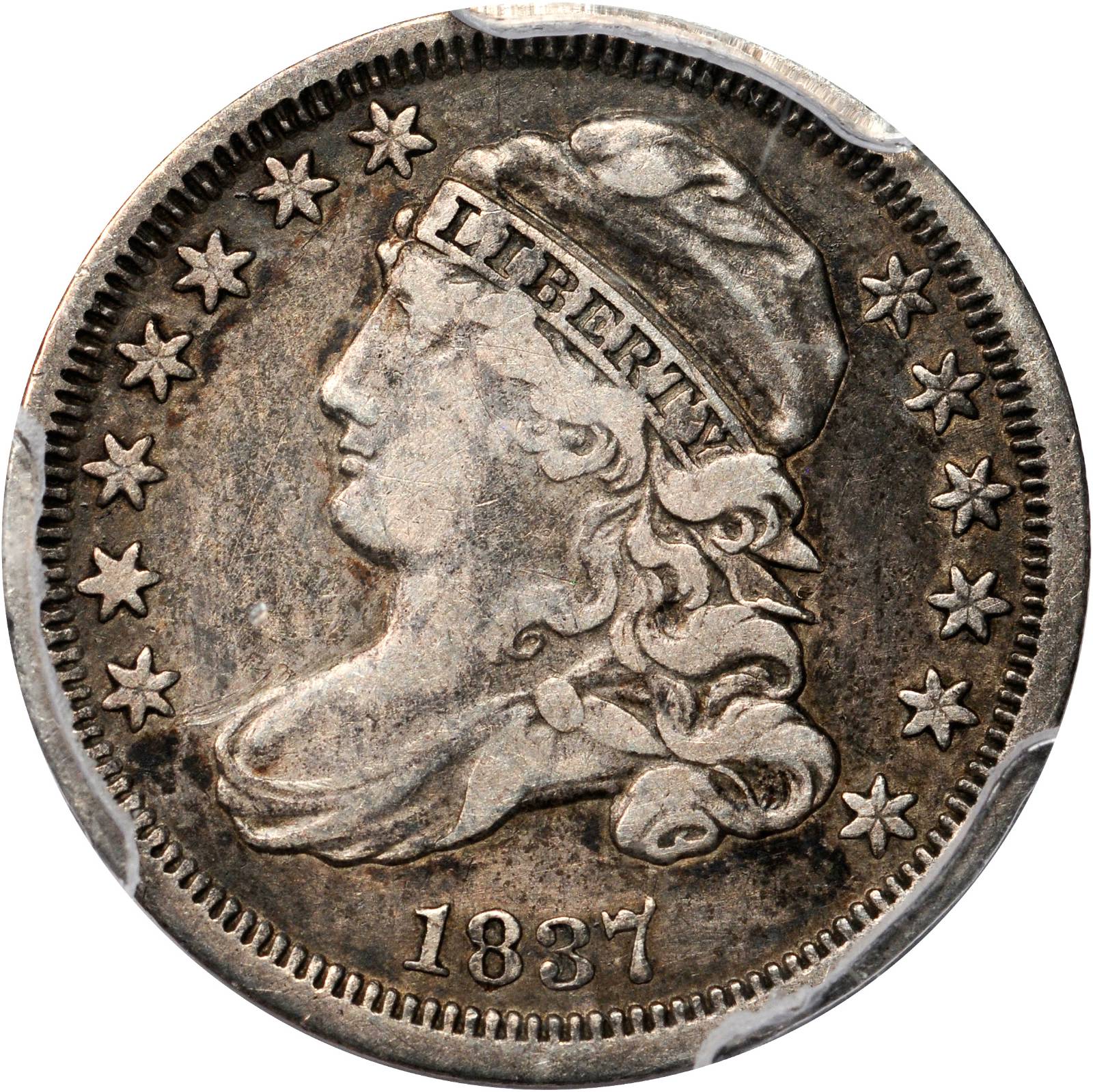 1837 Capped Bust Dime. JR-1. Rarity-4. VF Details--Cleaning (PCGS).
