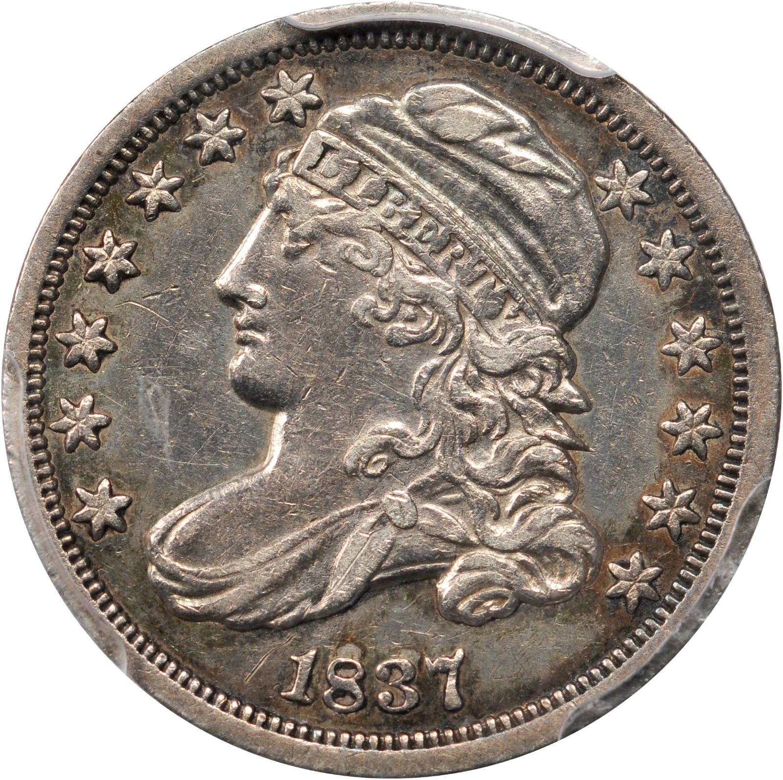 1837 Capped Bust Dime. JR-4. Rarity-1. EF Details--Cleaning (PCGS).
