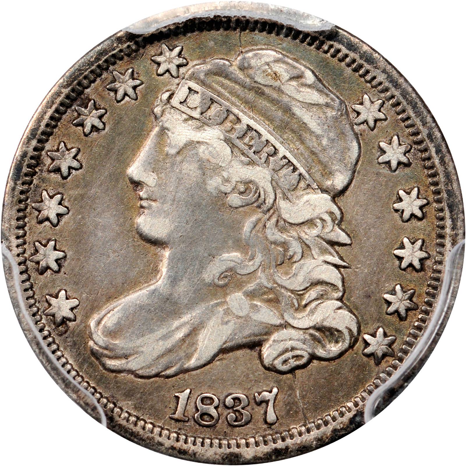 1837 Capped Bust Dime. JR-4. Rarity-1. VF Details--Cleaning (PCGS).