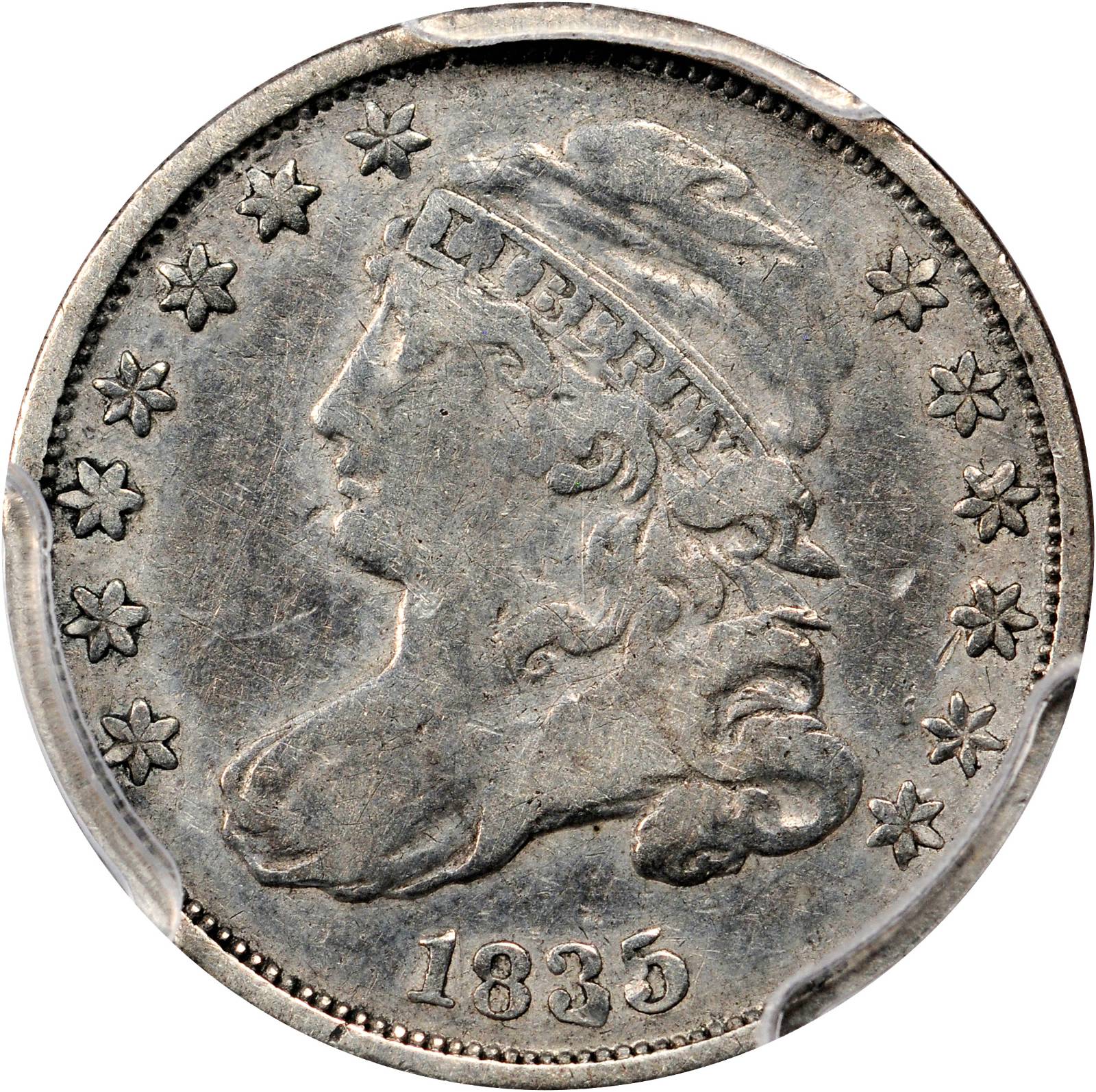 1835 Capped Bust Dime. JR-5. Rarity-1. VF Details--Surface Damage (PCGS).
