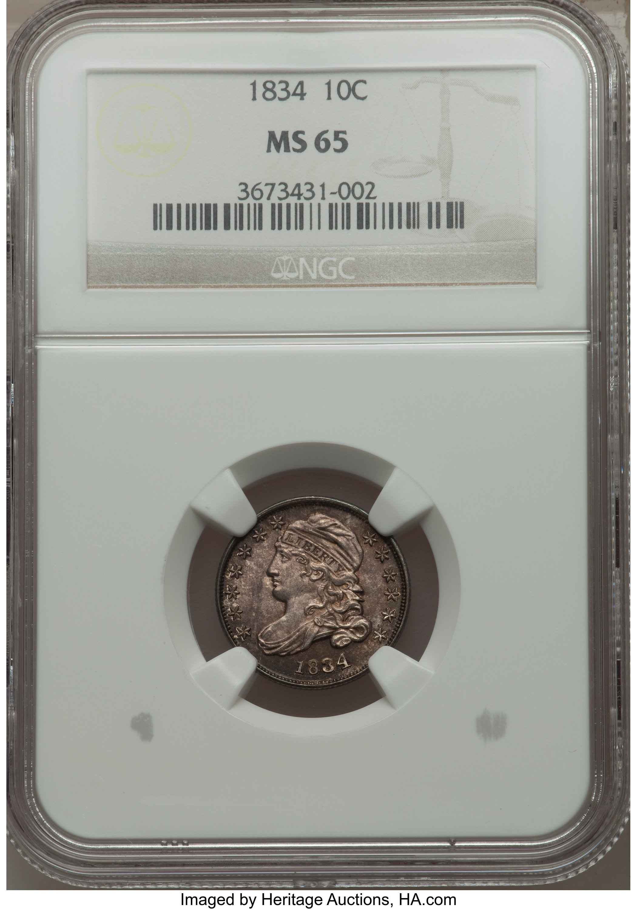 1834 10c Large 4, JR-5 AU58 CAC thumbnail 25
