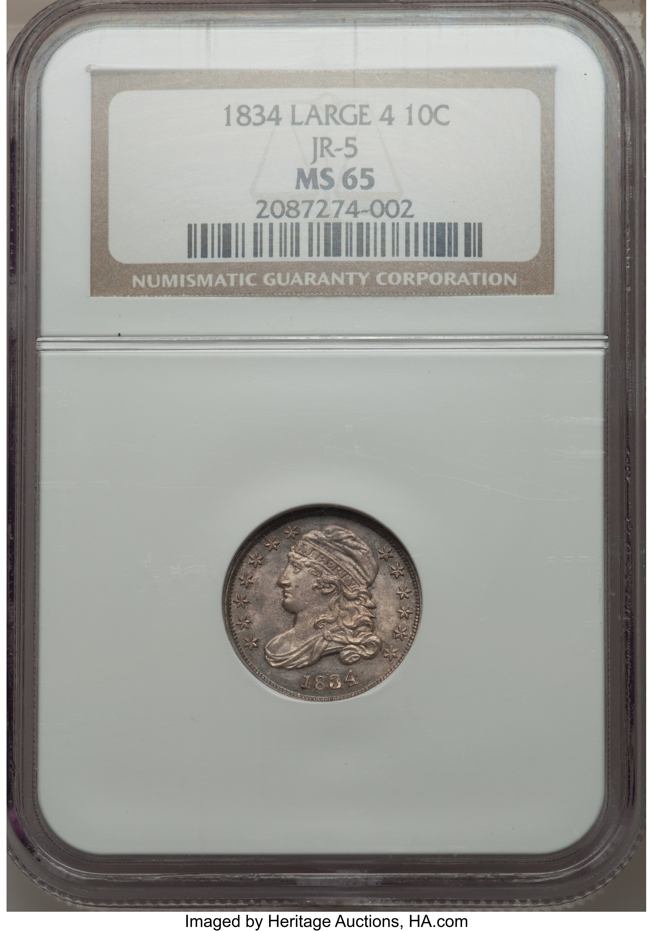 1834 10c Large 4, JR-5 AU58 CAC thumbnail 21