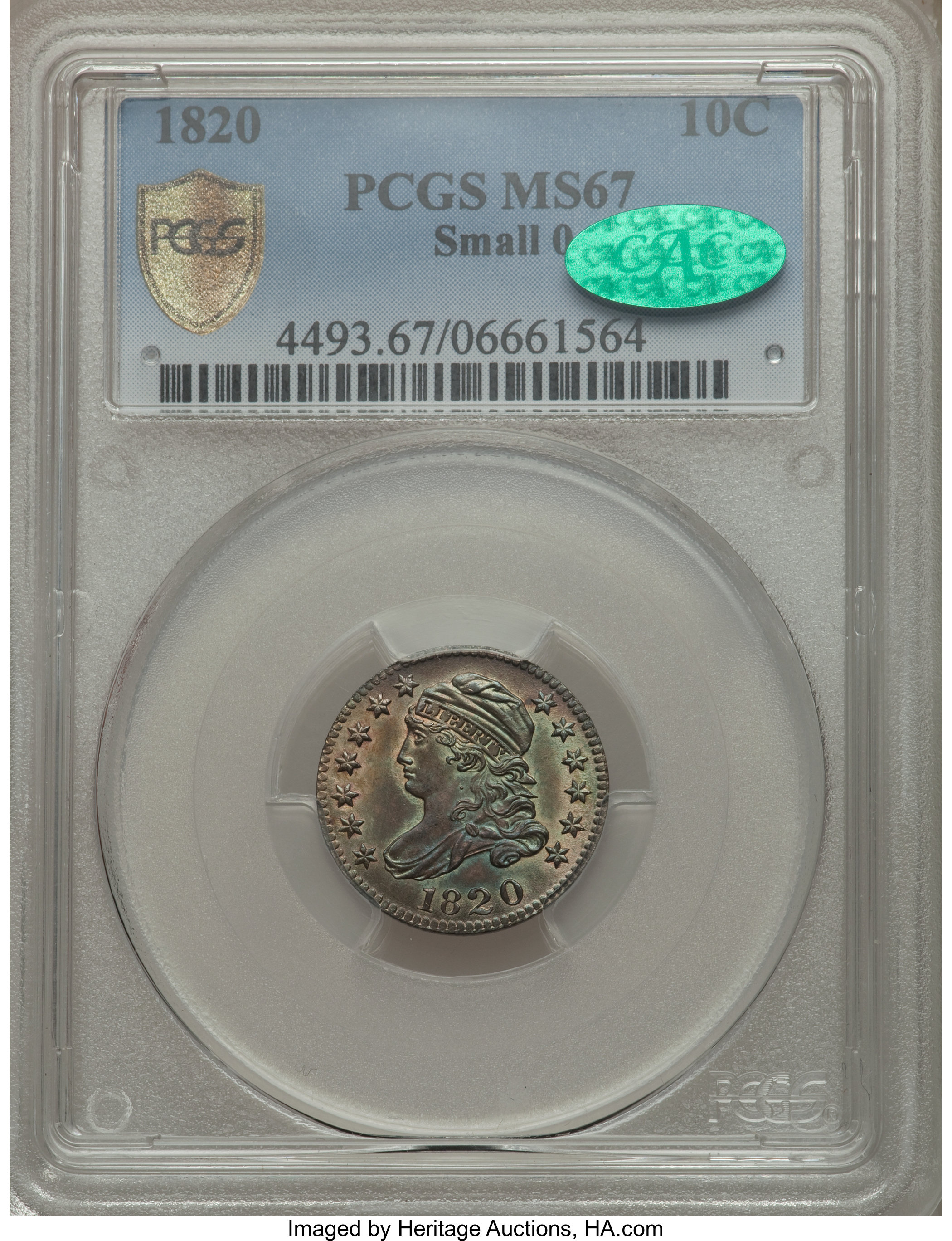 1820 10c Small 0, JR-2 MS66 thumbnail 13